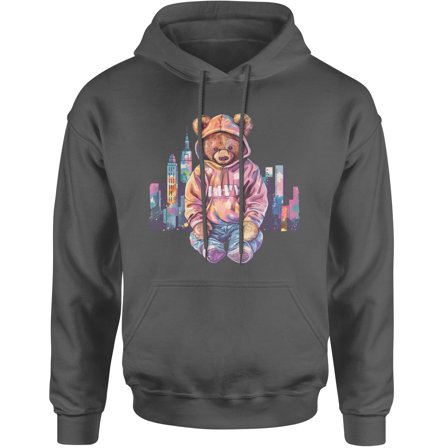 City Skyline Urban Graffiti Bear Adult Hoodie Sweatshirt Black