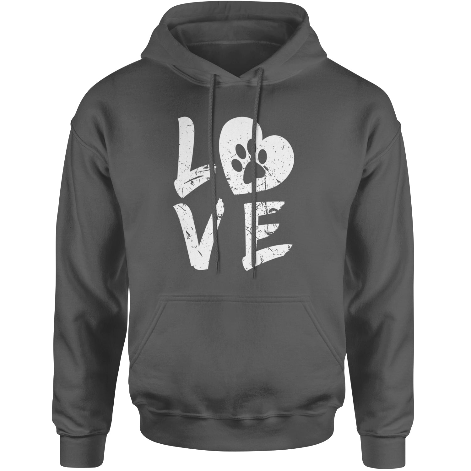 I Love My Dog Paw Print  Adult Hoodie Sweatshirt Black