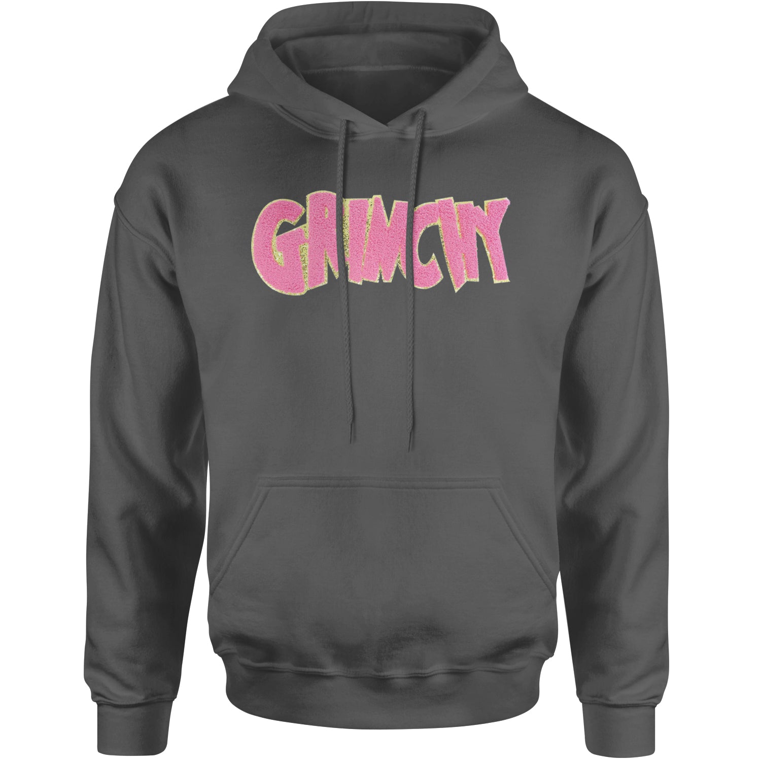 Pink Gr-nchy Chenille Patch Adult Hoodie Sweatshirt Black