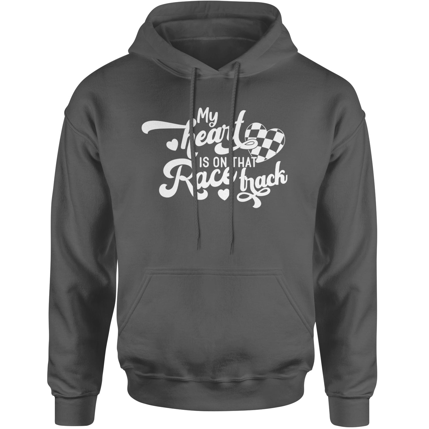 My Heart Is On That Race Track Adult Hoodie Sweatshirt Black