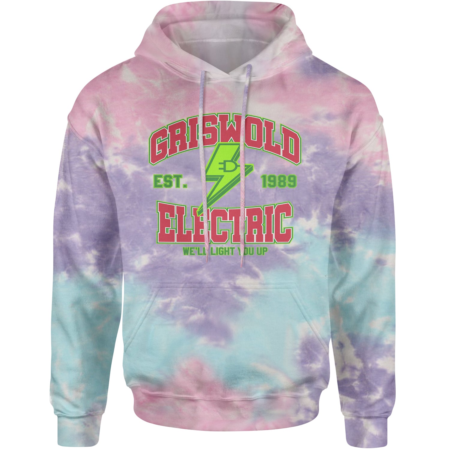 Griswold Electric We'll Light You Up Adult Hoodie Sweatshirt Cotton Candy