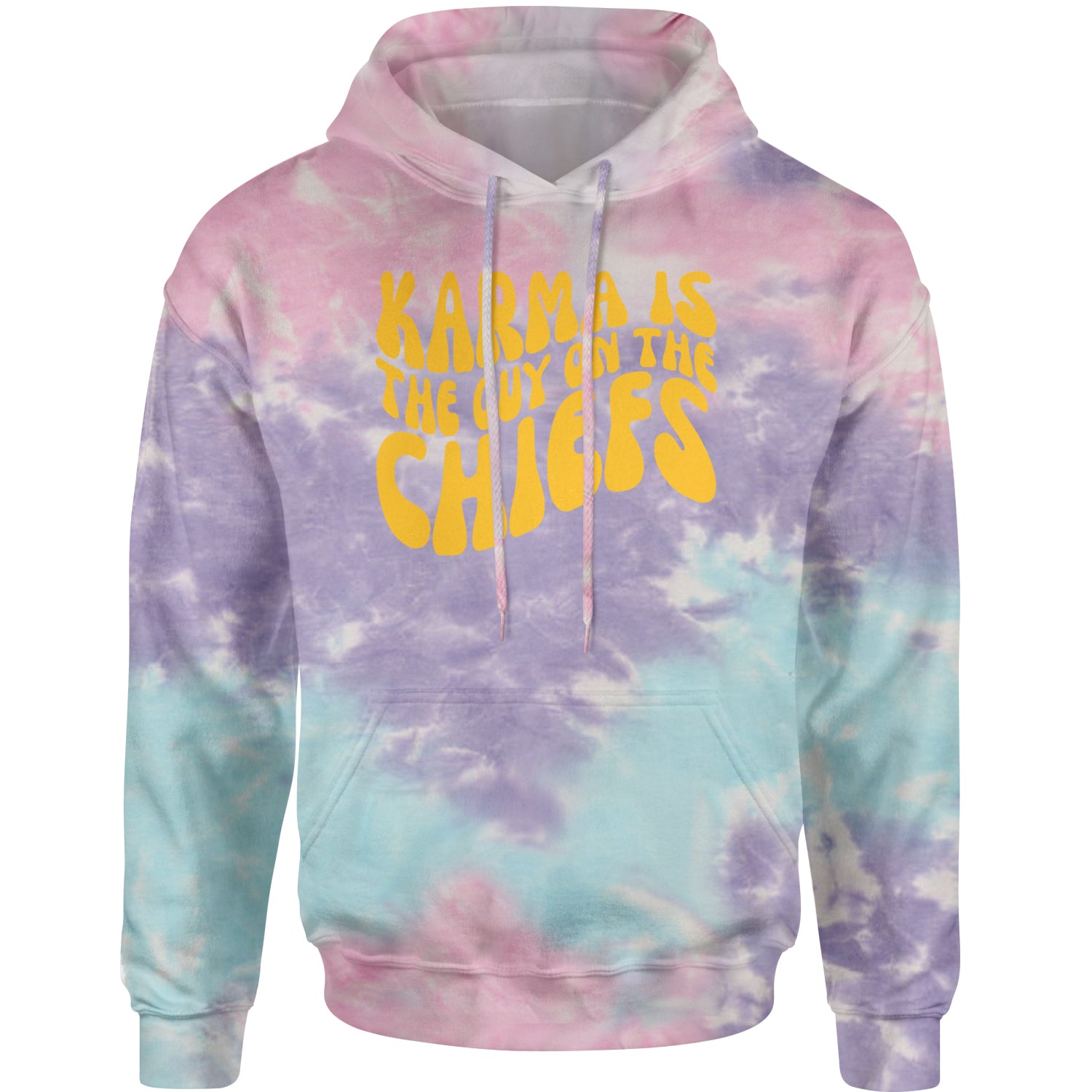 Karma Is The Guy On The Chiefs Boyfriend Adult Hoodie Sweatshirt Cotton Candy