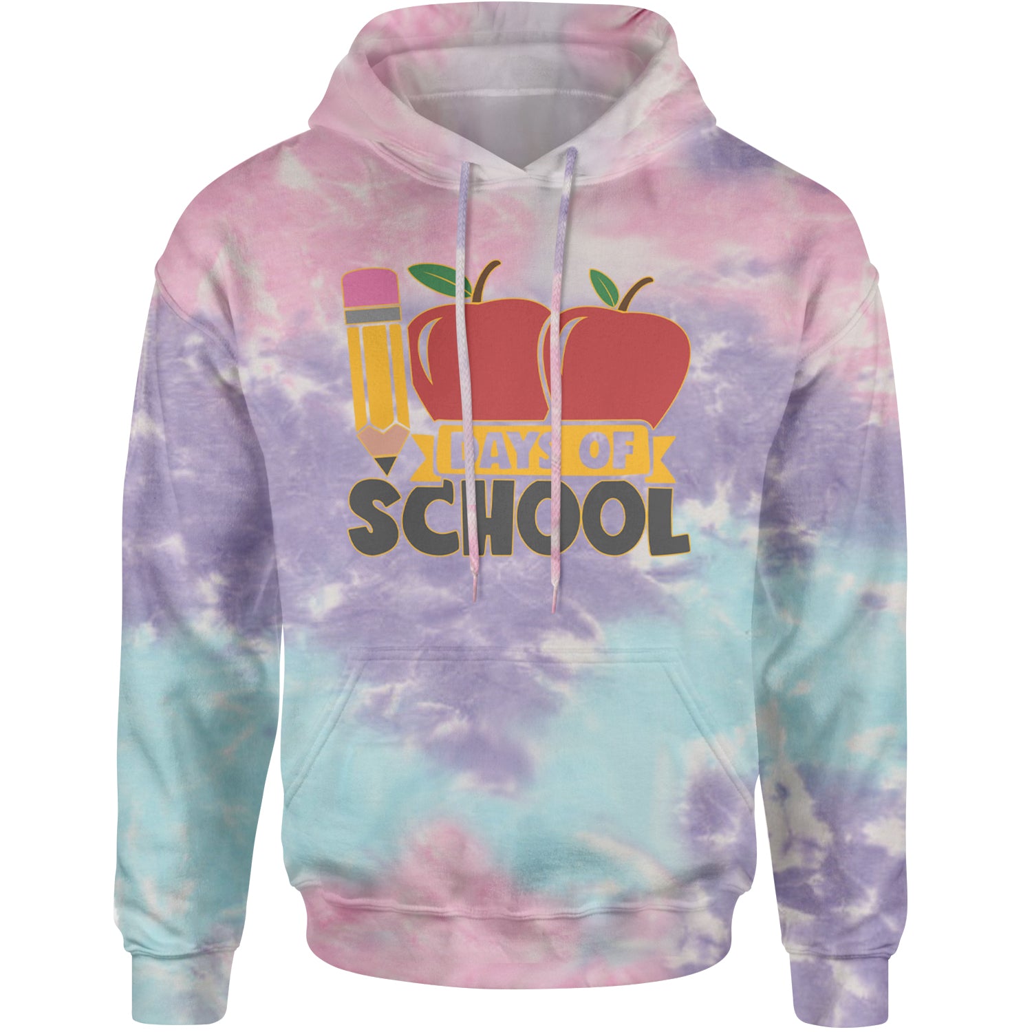 100 Days Of School Apple Pencil Adult Hoodie Sweatshirt Cotton Candy