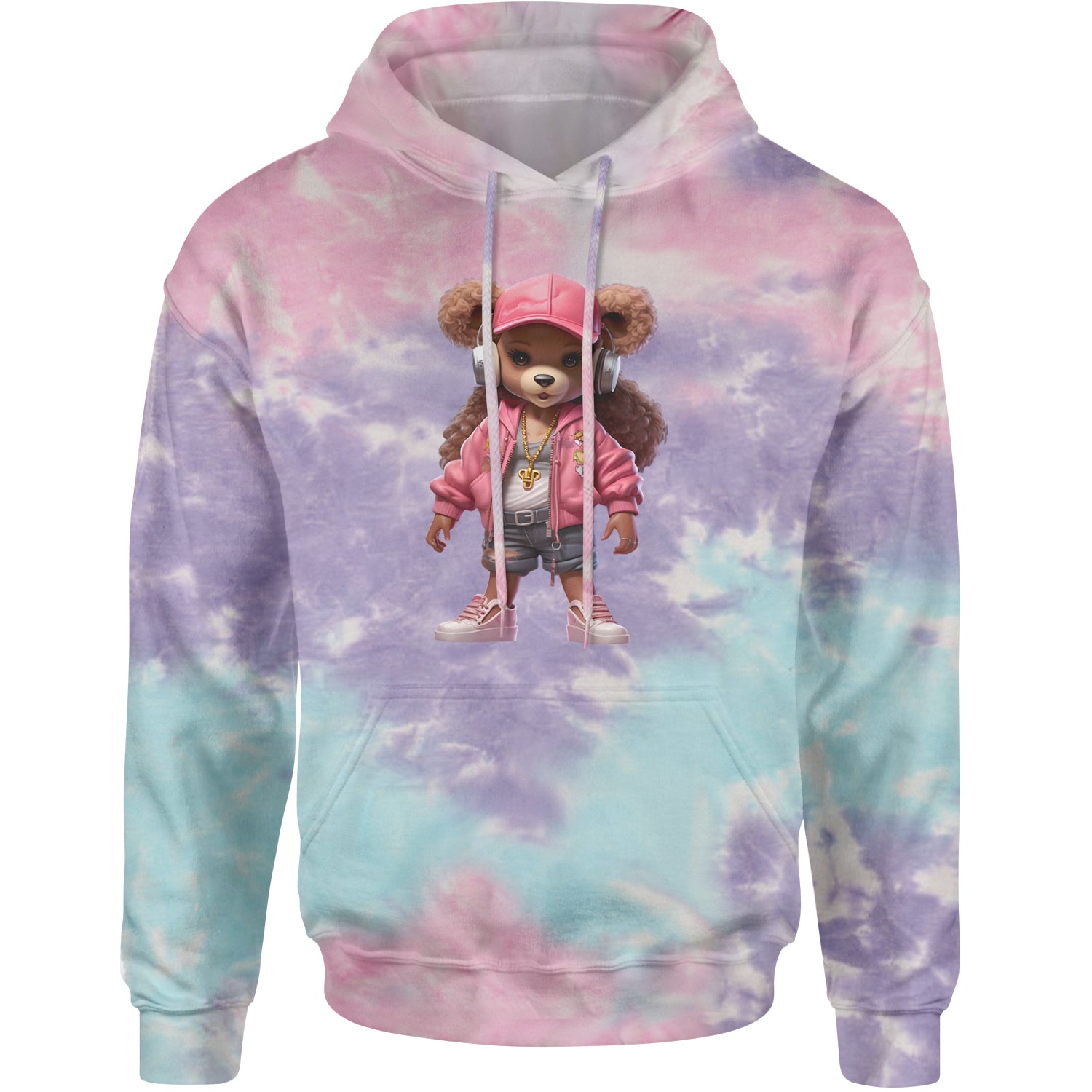 Pink Female Urban Graffiti Bear Adult Hoodie Sweatshirt Cotton Candy