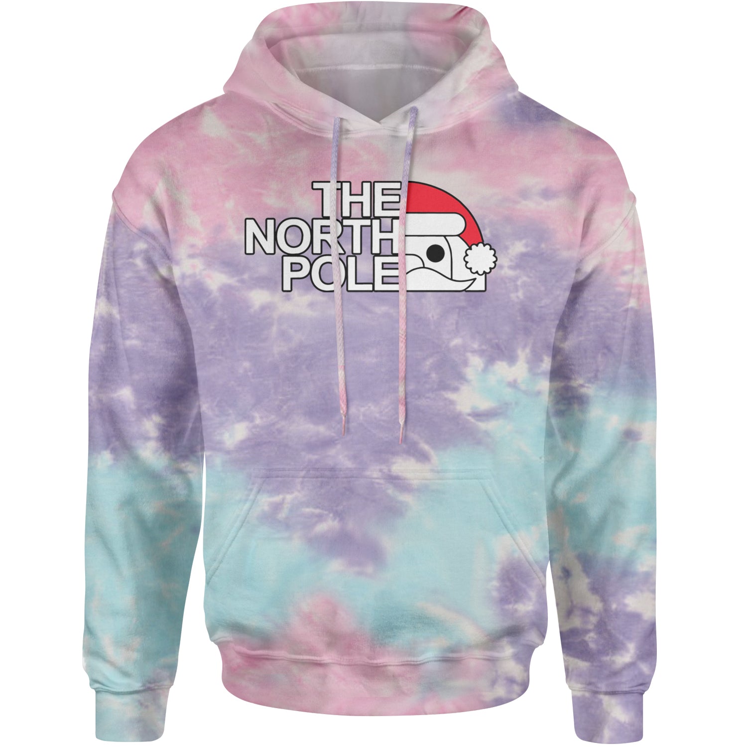 The North Pole Santa Face Adult Hoodie Sweatshirt Cotton Candy