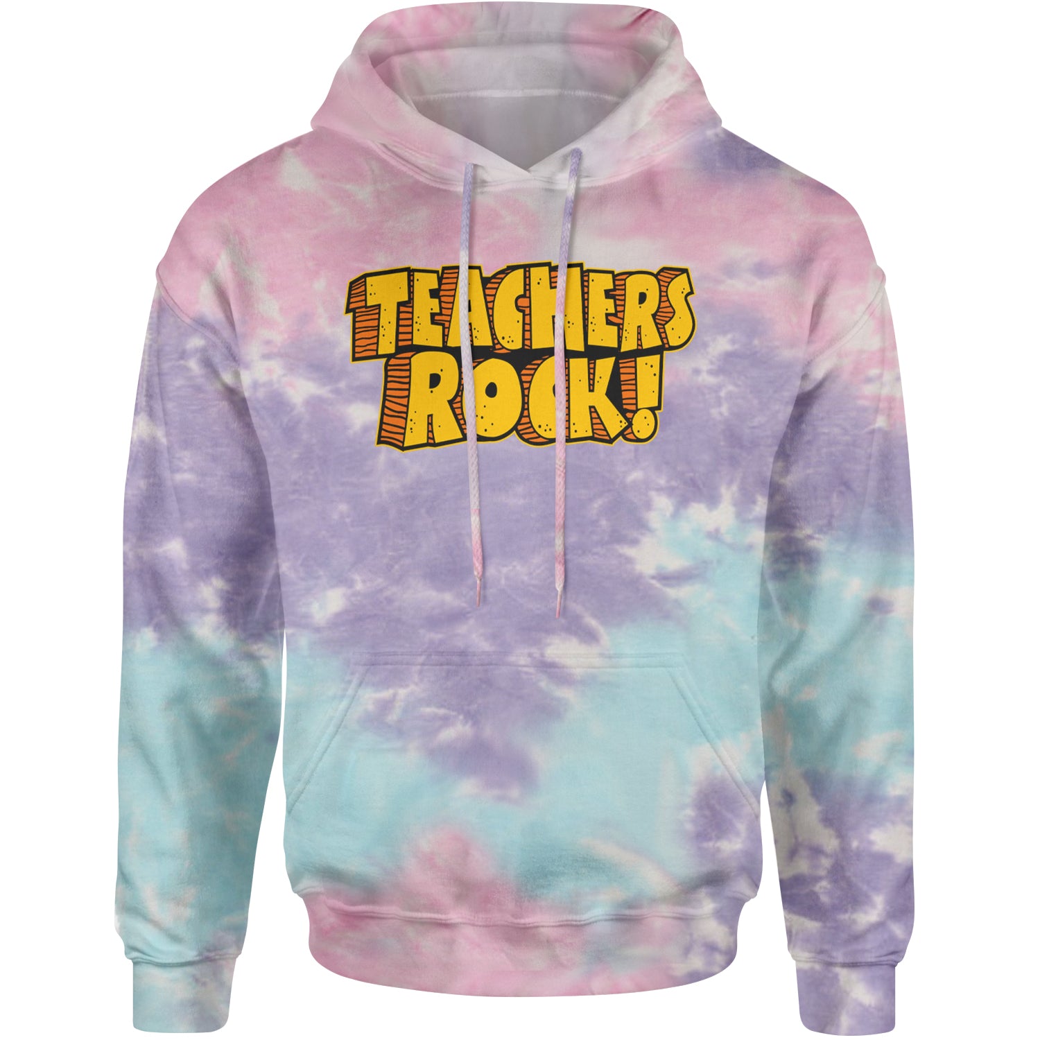 Teachers Rock Retro Adult Hoodie Sweatshirt Cotton Candy