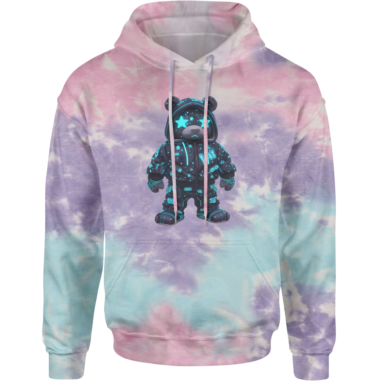 Starry Eyed Vaporwave Urban Graffiti Bear Adult Hoodie Sweatshirt Cotton Candy