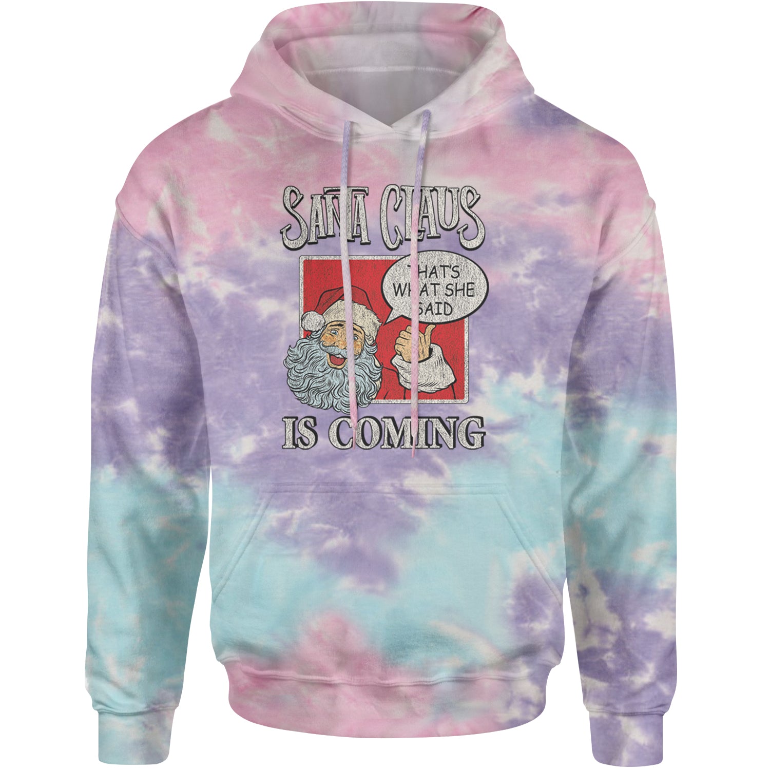 Santa Claus Is Coming - That's What She Said Adult Hoodie Sweatshirt Cotton Candy