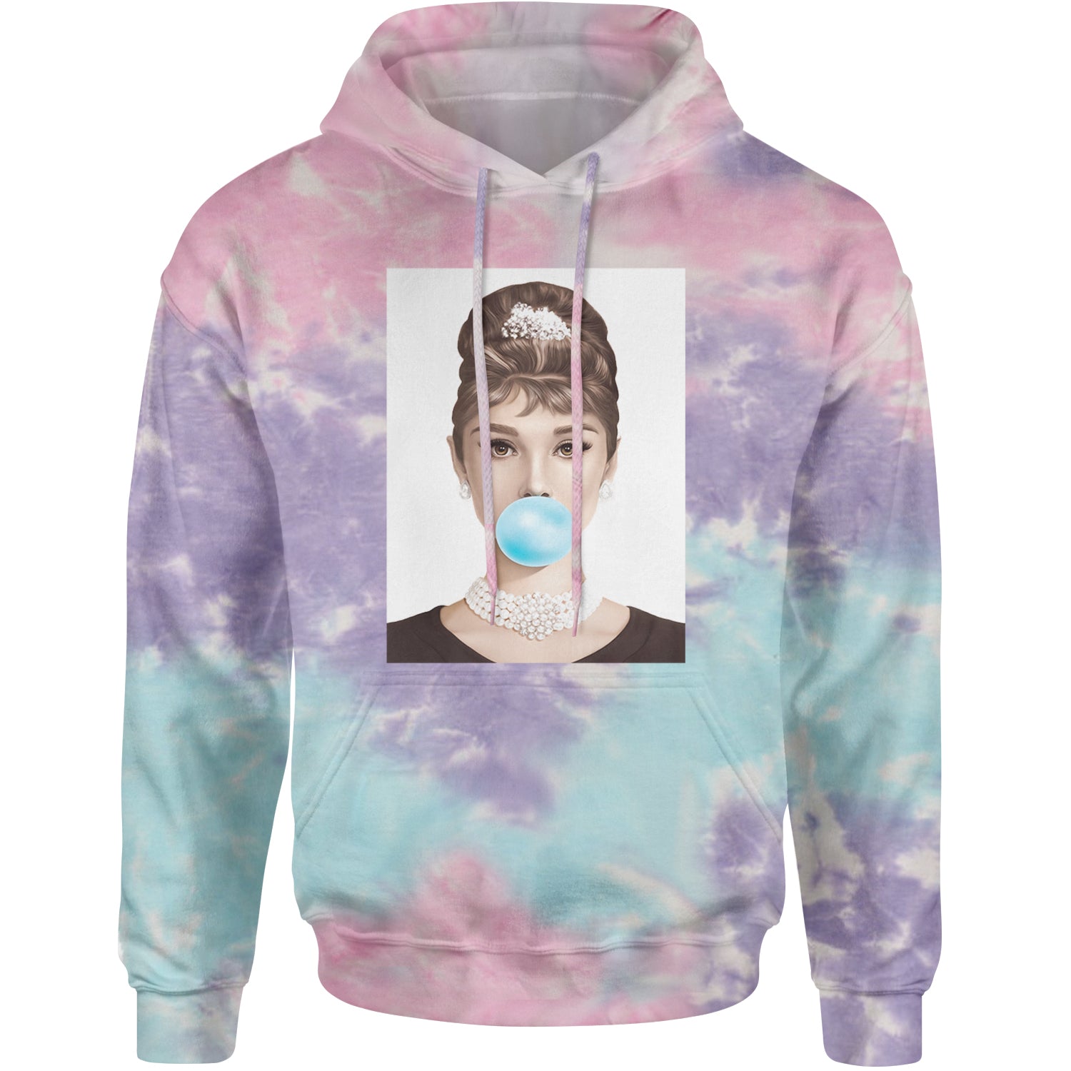 Audrey Hepburn Chewing Bubble Gum American Icon Adult Hoodie Sweatshirt Cotton Candy