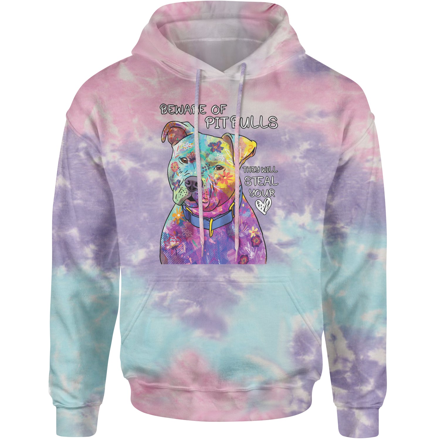 Beware Of Pit Bulls, They Will Steal Your Heart  Adult Hoodie Sweatshirt Cotton Candy