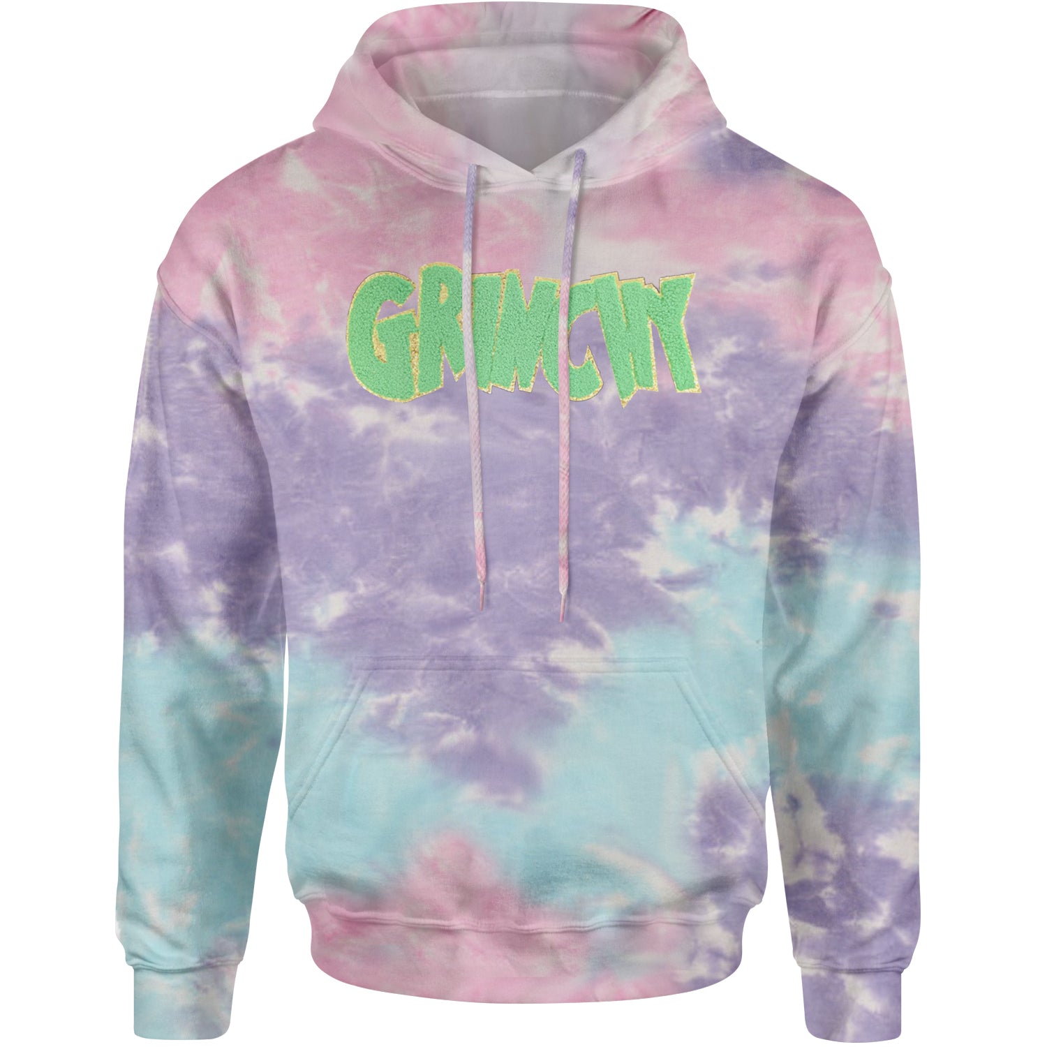 Green Gr-nchy Chenille Patch Adult Hoodie Sweatshirt Cotton Candy