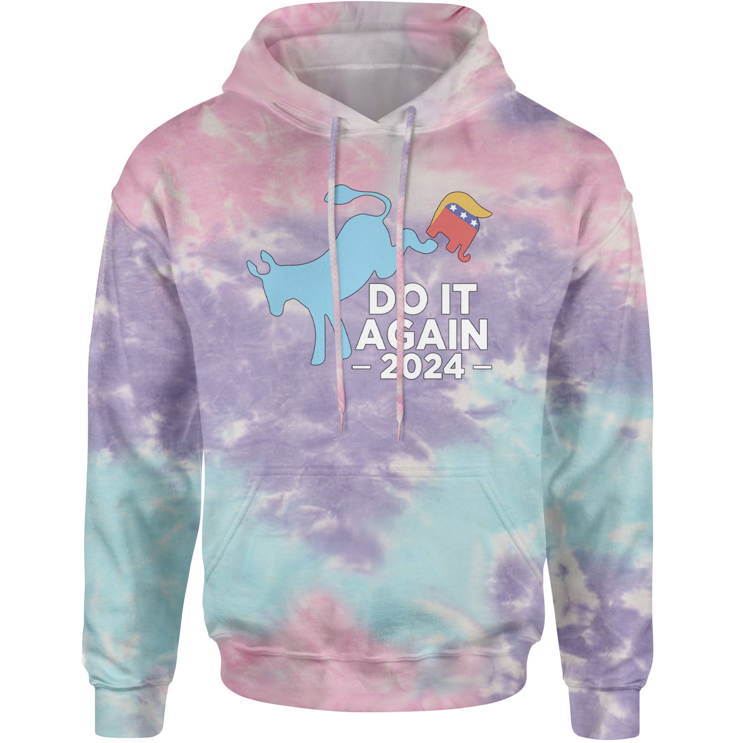 Do It Again - Democratic Donkey Kicking Republicans 2024 Political Humor Adult Hoodie Sweatshirt Cotton Candy