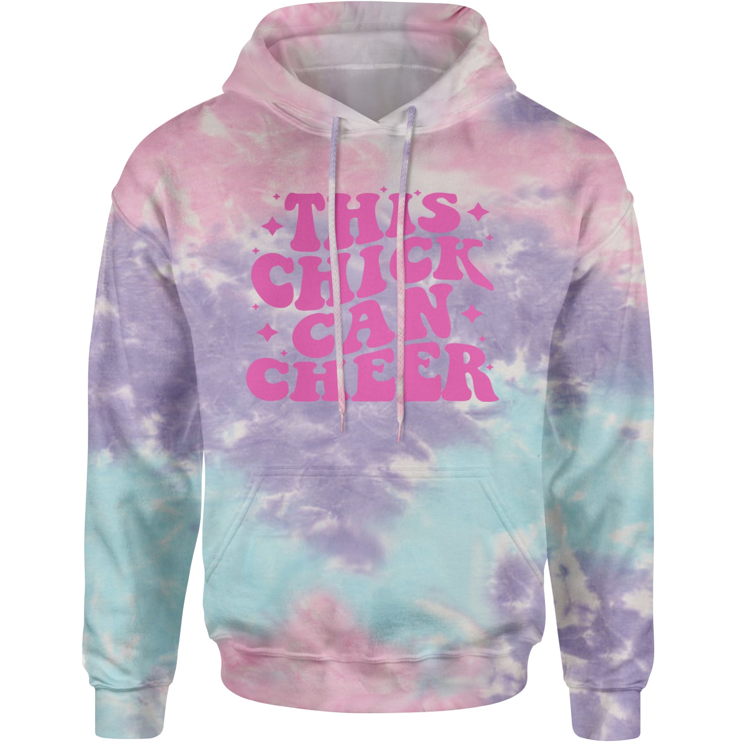 This Chick Can Cheer Adult Hoodie Sweatshirt Cotton Candy