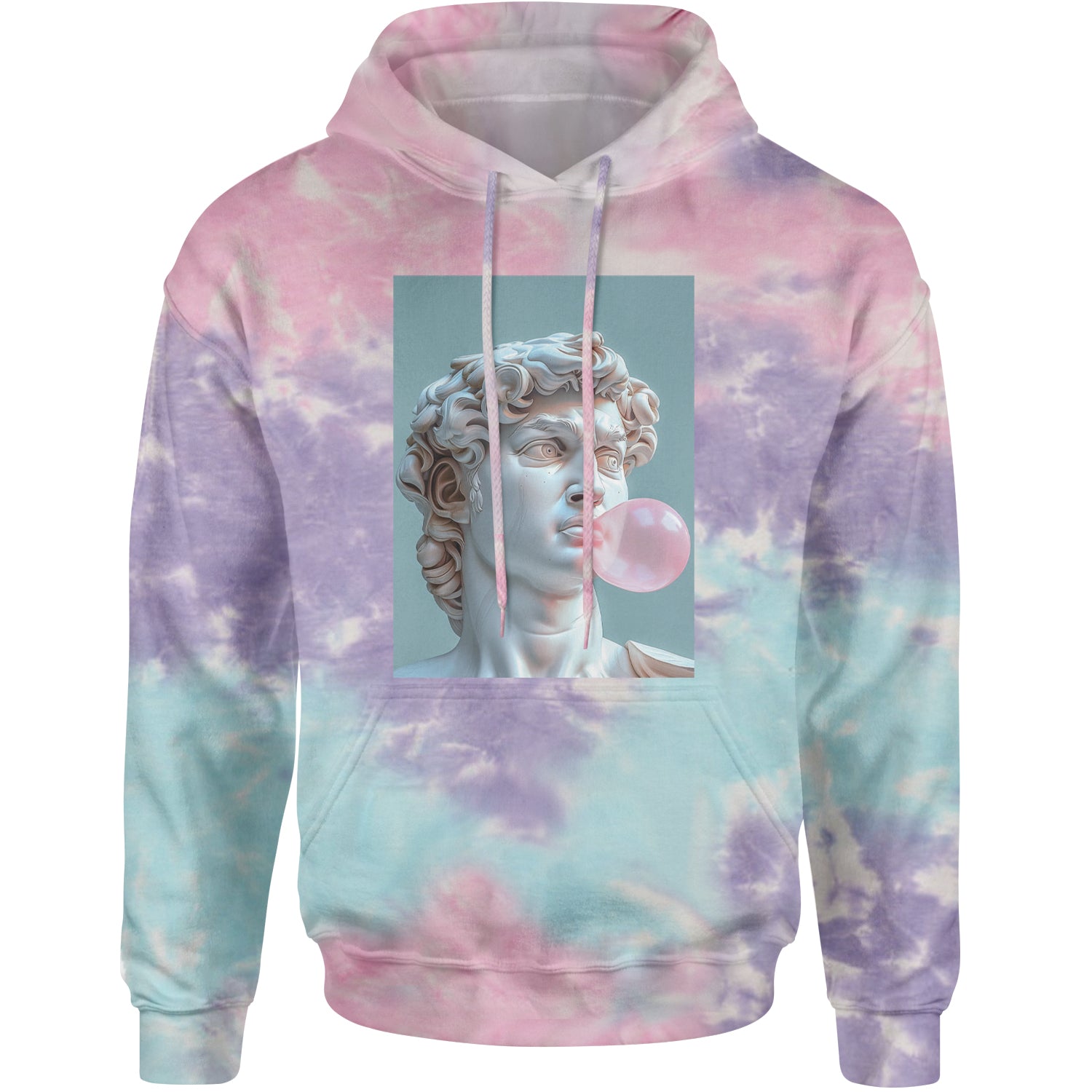 Michelangelo's David with Bubble Gum Contemporary Statue Art Adult Hoodie Sweatshirt Cotton Candy