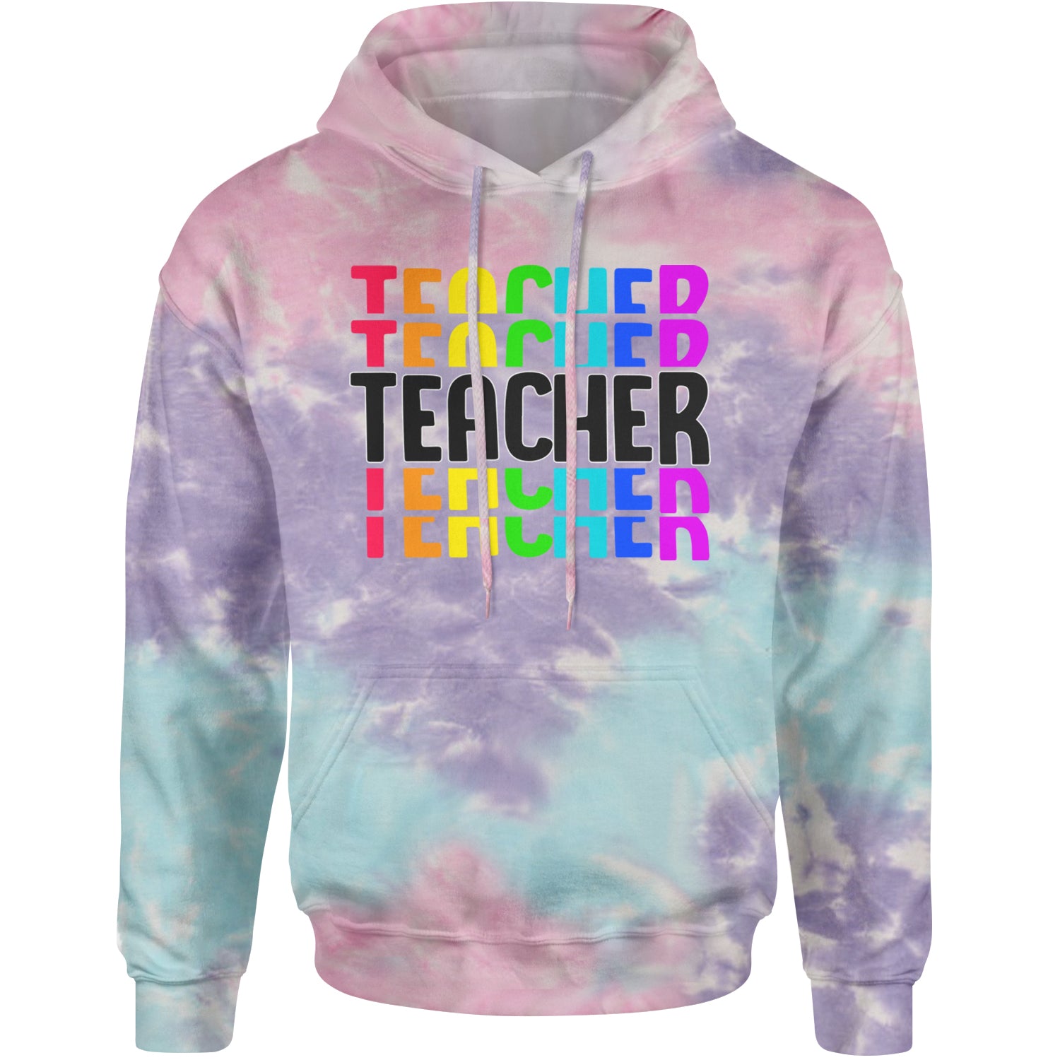 Teacher Repeated Rainbow Pattern Adult Hoodie Sweatshirt Cotton Candy