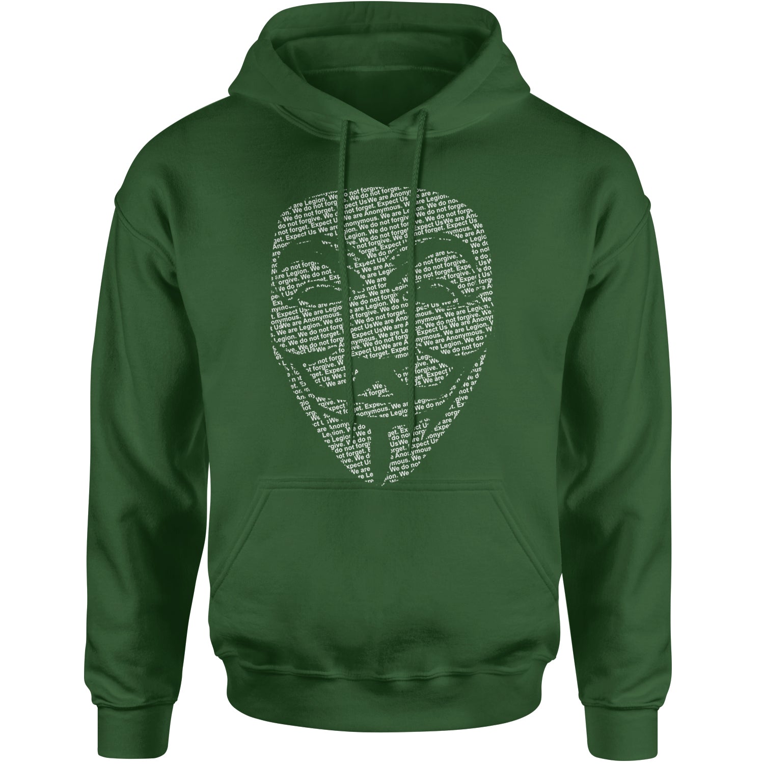 V For Vendetta Anonymous Mask Adult Hoodie Sweatshirt Forest Green