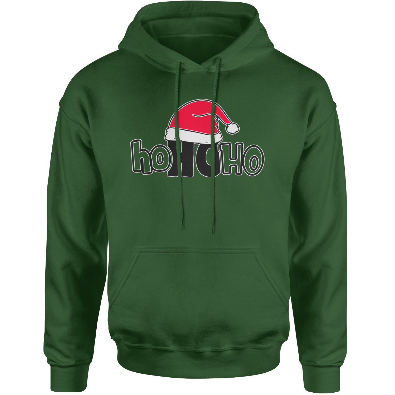 Ho Ho Ho Santa Christmas Hat Adult Hoodie Sweatshirt Forest Green