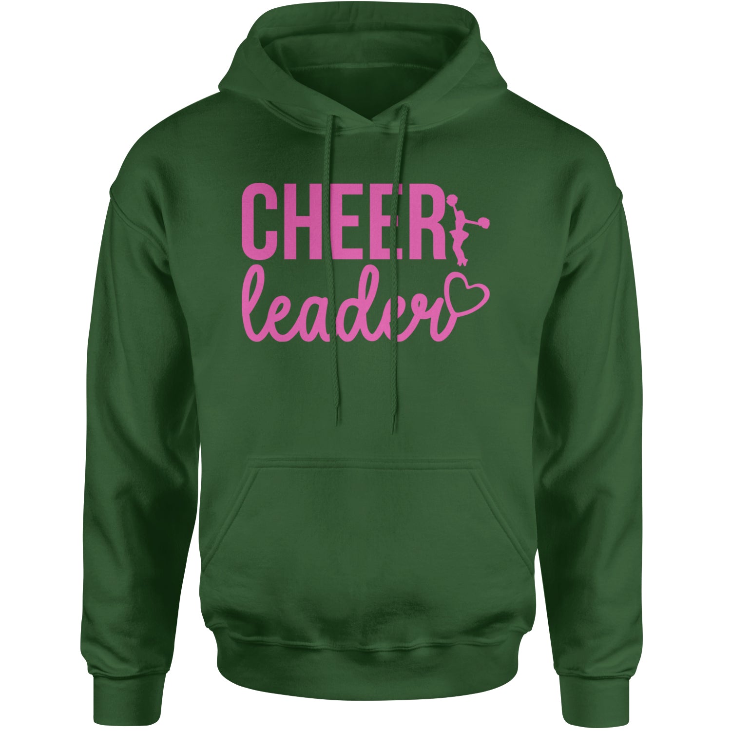 Cheerleader Heart Love Adult Hoodie Sweatshirt Forest Green