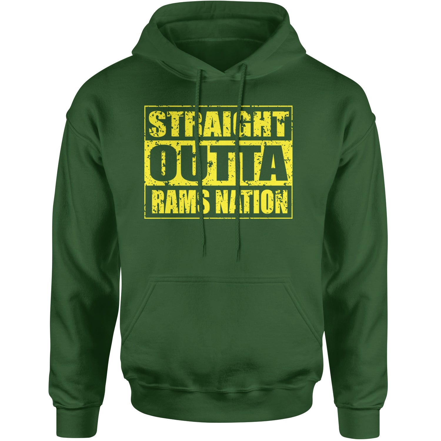 Straight Outta Rams Nation   Adult Hoodie Sweatshirt Forest Green