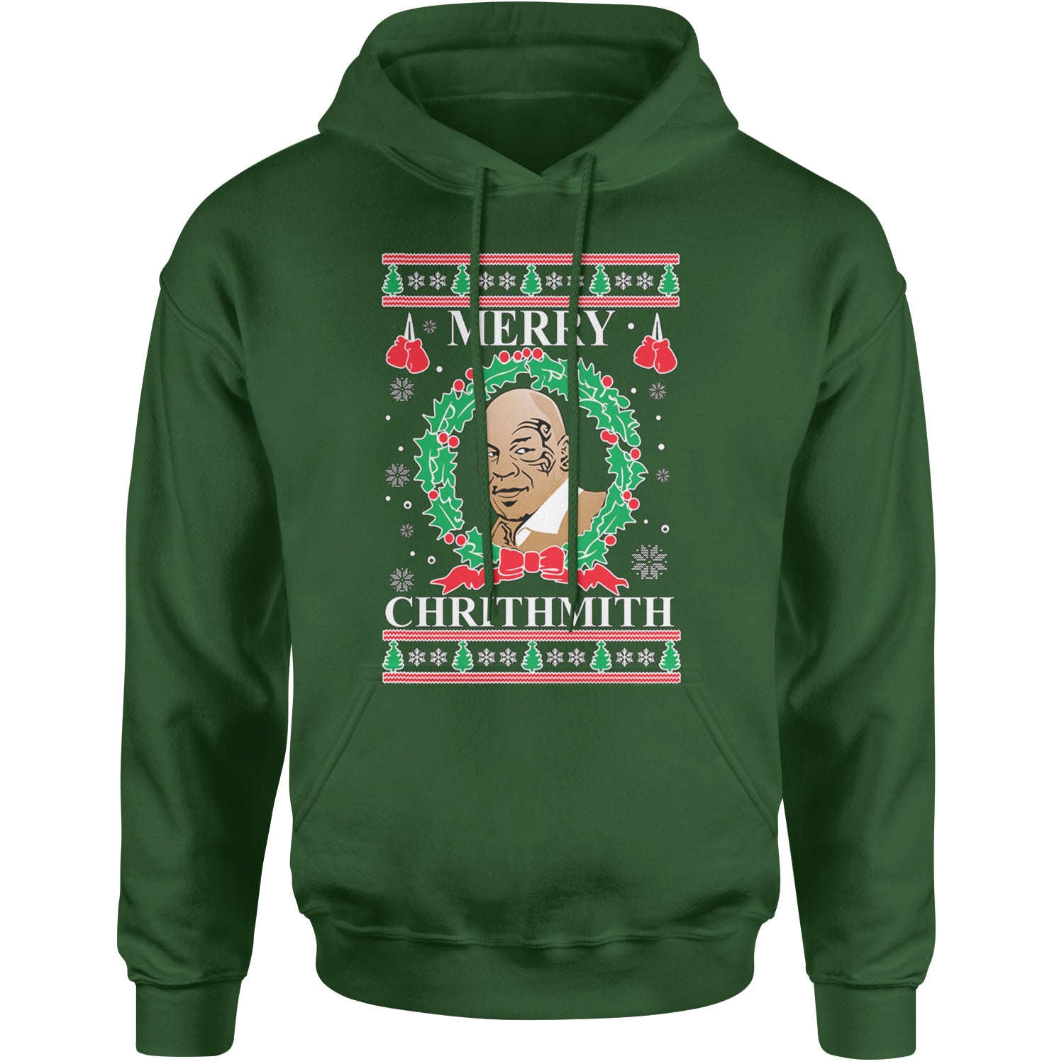 Merry Chrithmith Ugly Christmas Adult Hoodie Sweatshirt Forest Green