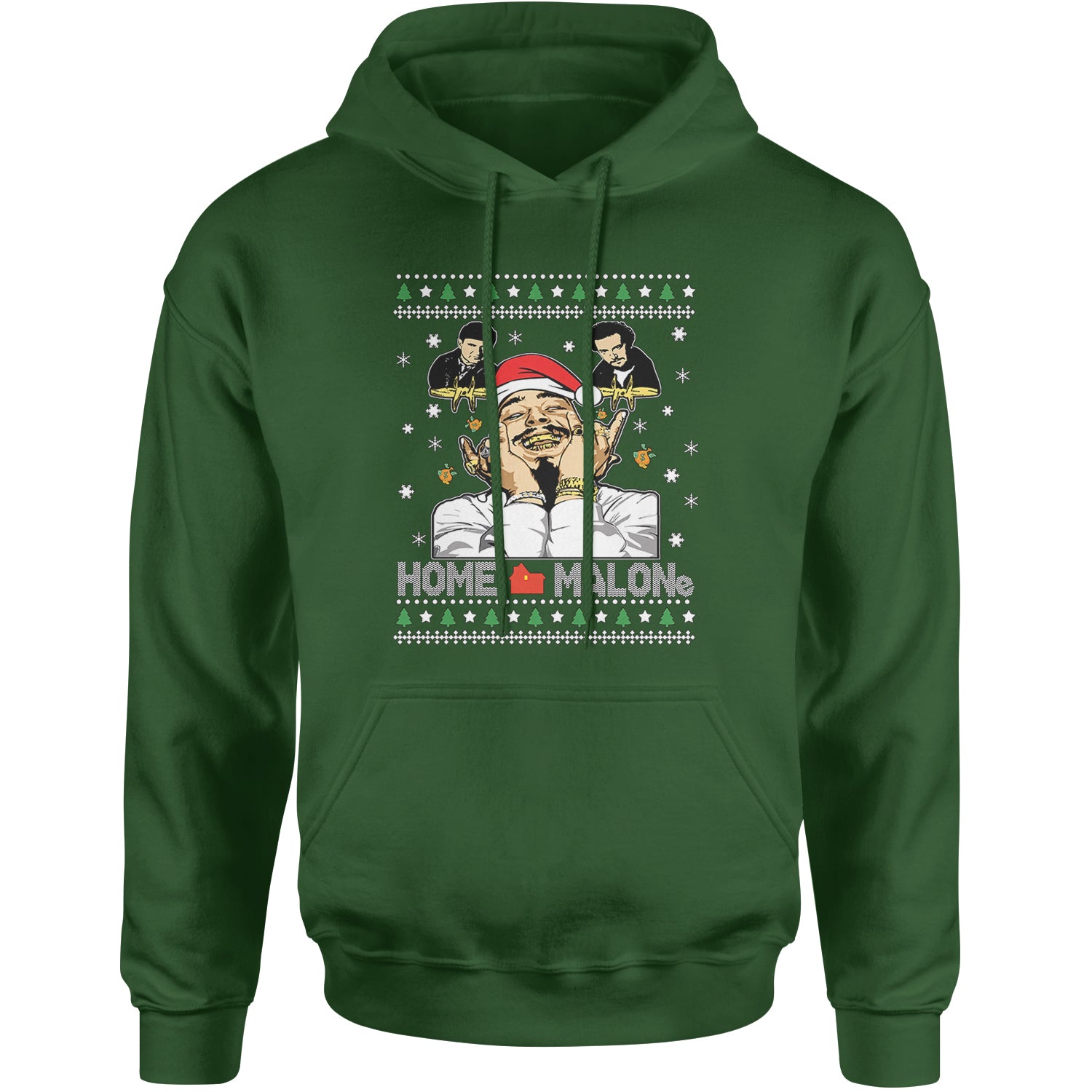 Home Malone Ugly Christmas Adult Hoodie Sweatshirt Forest Green