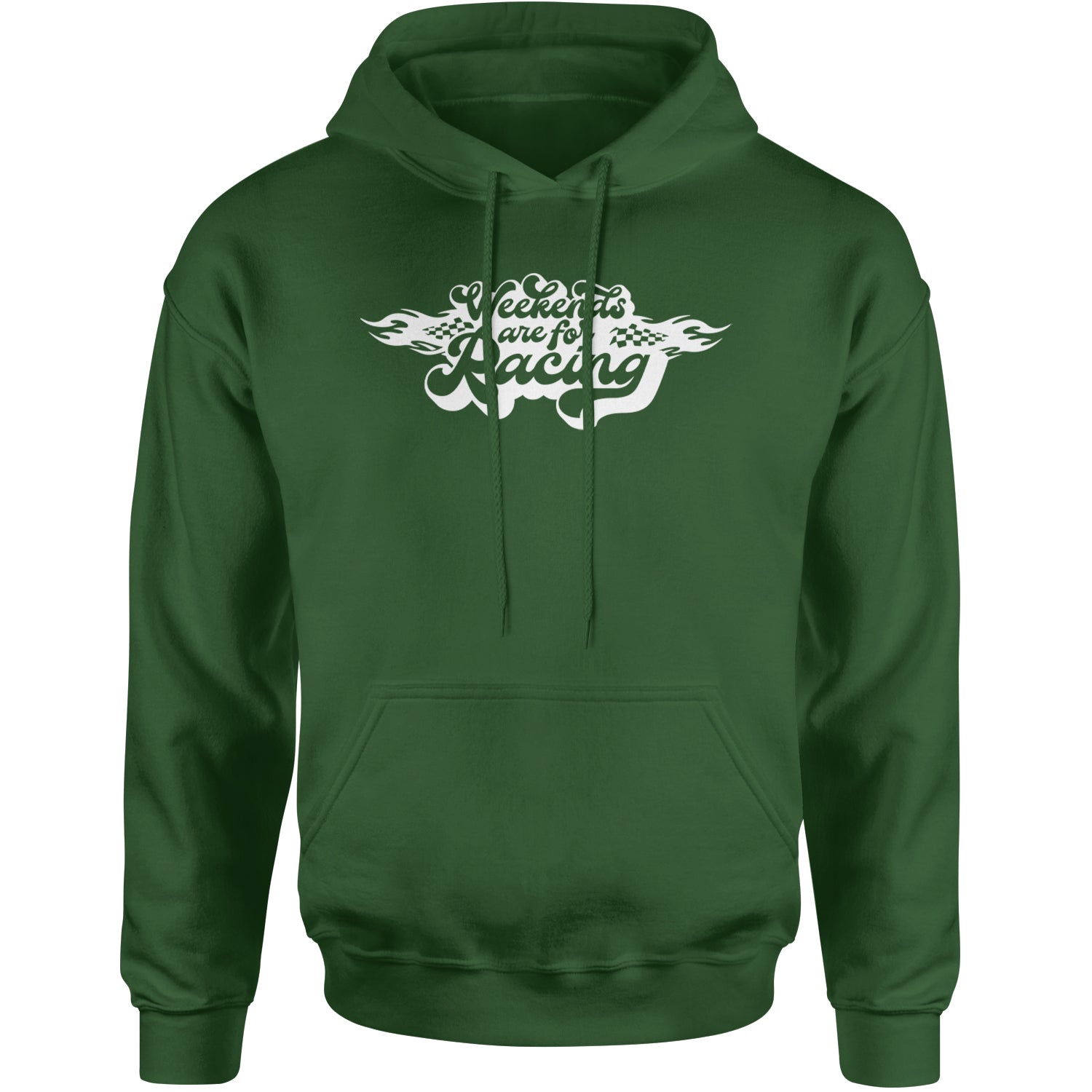 Weekends Are For Racing Adult Hoodie Sweatshirt Forest Green