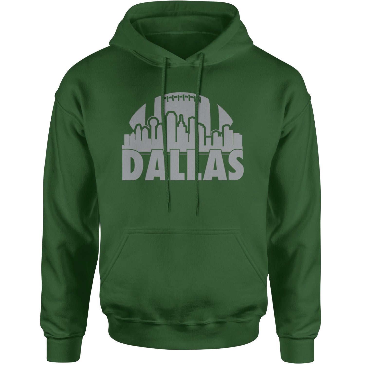 Dallas Texas Skyline Adult Hoodie Sweatshirt Forest Green