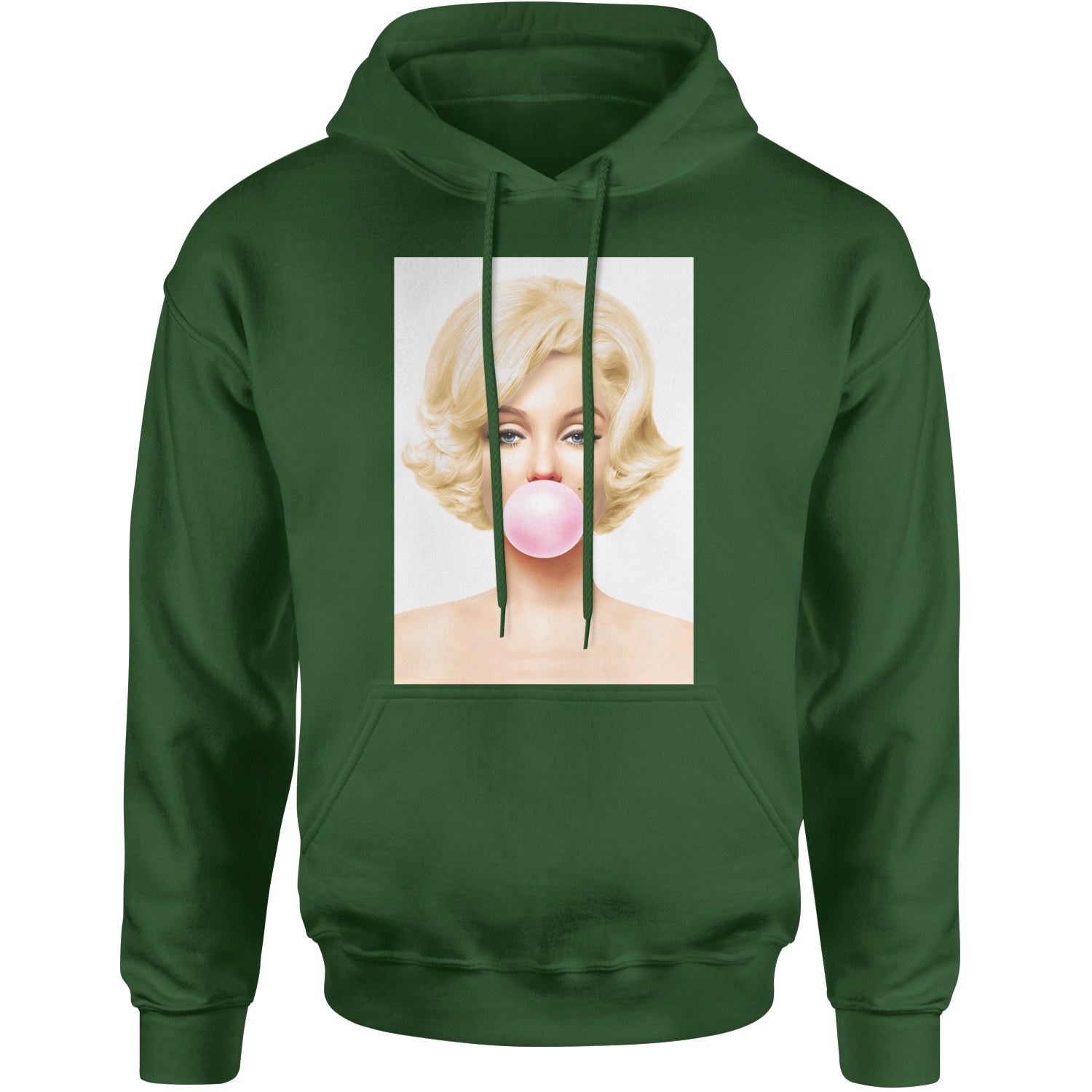 Ms. Monroe Pink Bubble Gum American Icon Adult Hoodie Sweatshirt Forest Green