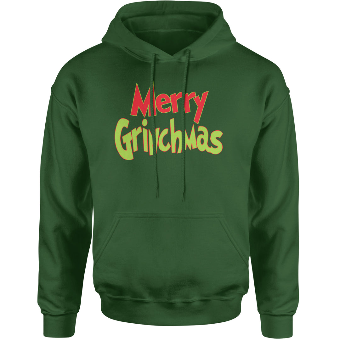Merry Grinchmas Jolly Merry Christmas Adult Hoodie Sweatshirt Forest Green