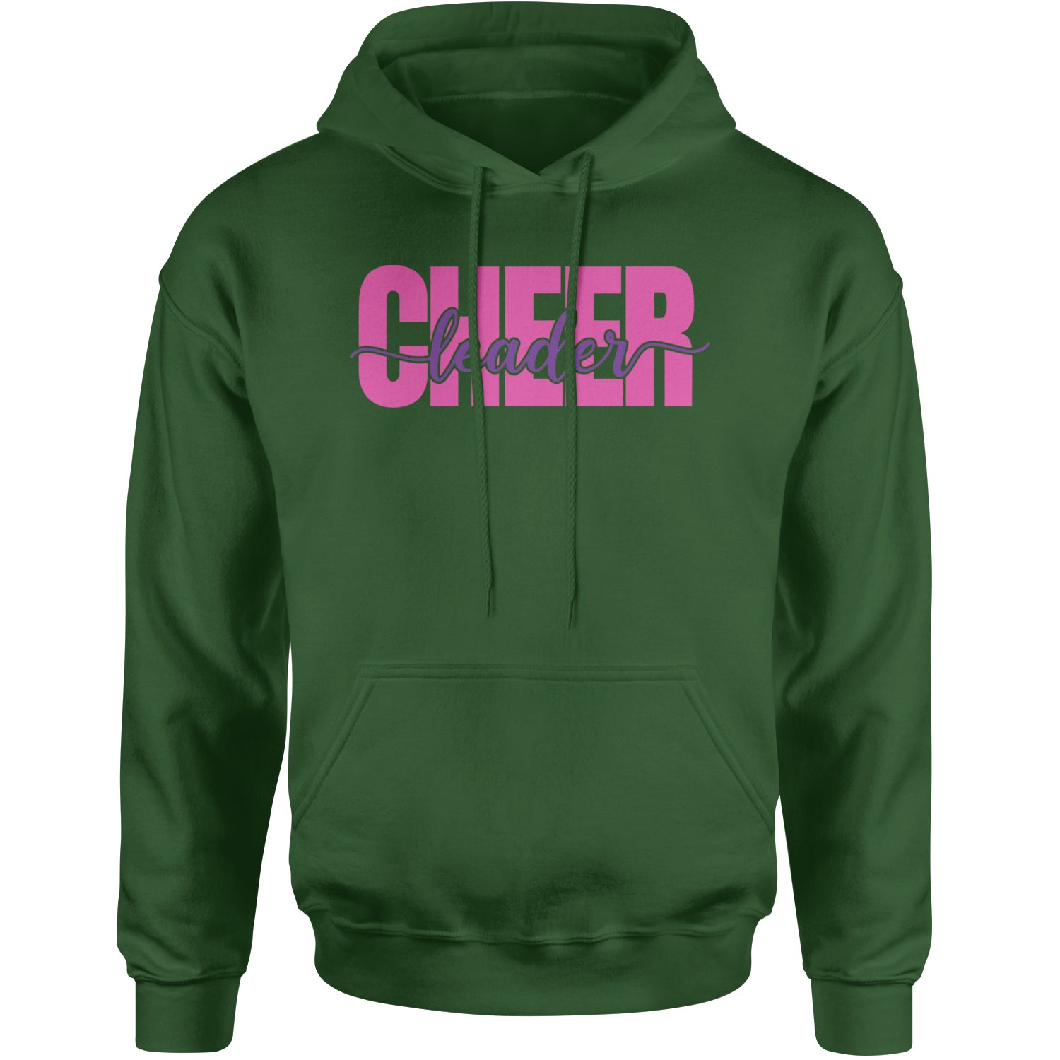 Cheerleader with Scripted Flair Adult Hoodie Sweatshirt Forest Green