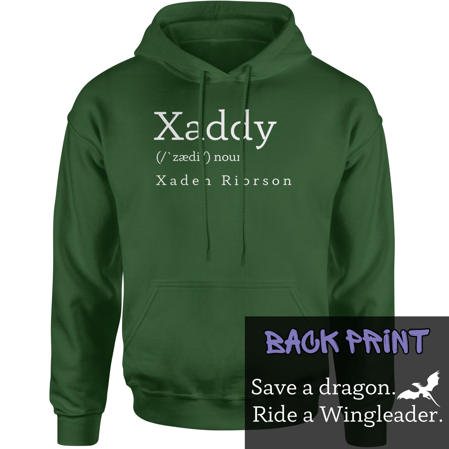 Xaddy Save A Dragon Ride A Wingleader Adult Hoodie Sweatshirt Forest Green