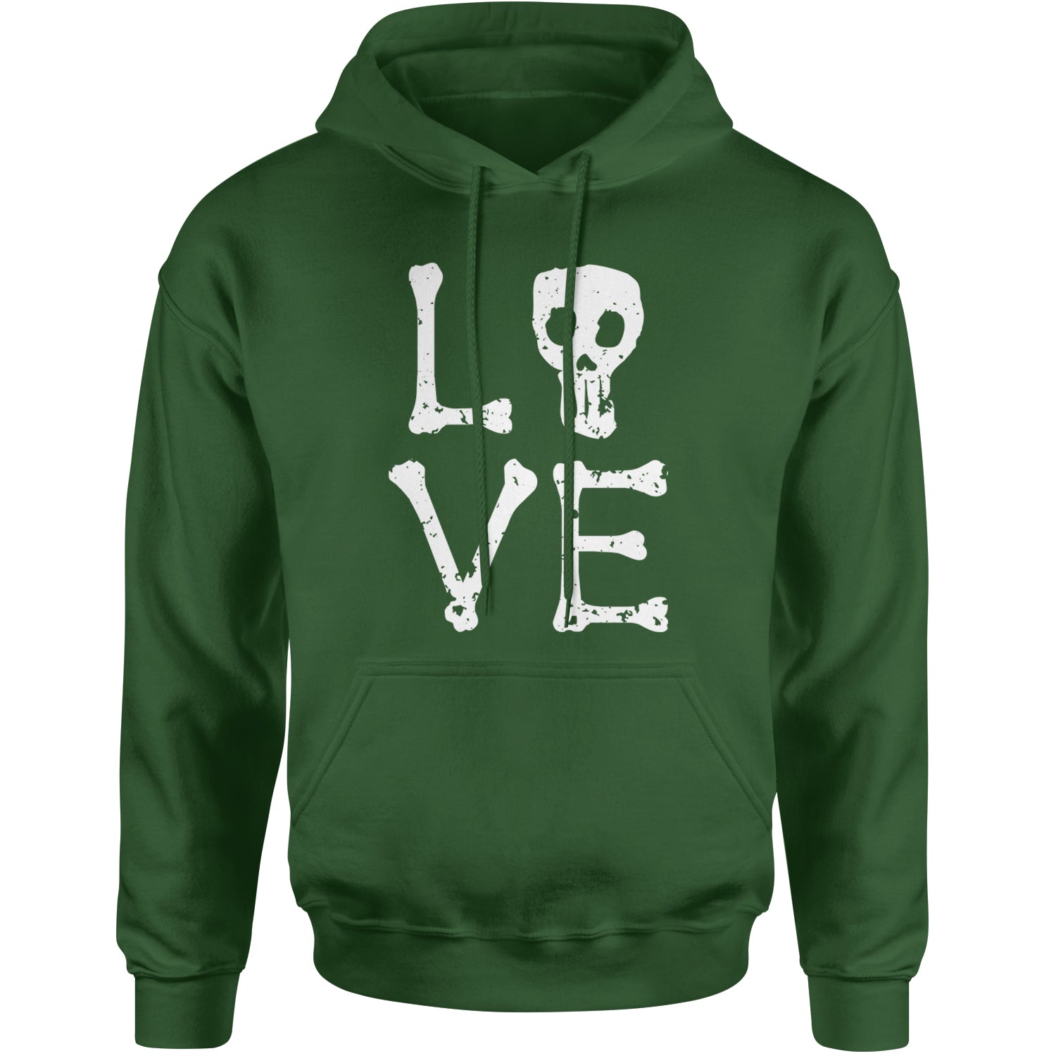 Love Skeleton Bones Adult Hoodie Sweatshirt Forest Green