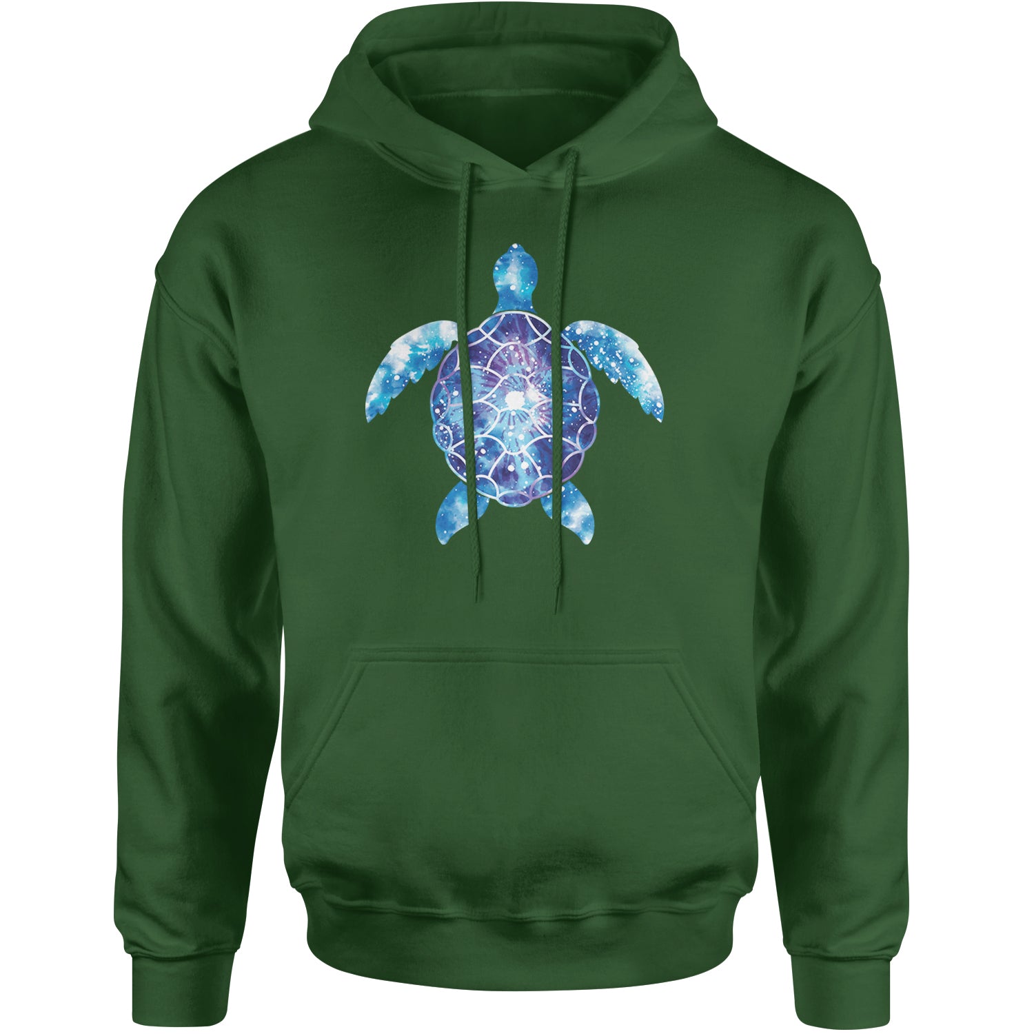 Ocean Aura Tie-Dye Sea Turtle Adult Hoodie Sweatshirt Forest Green