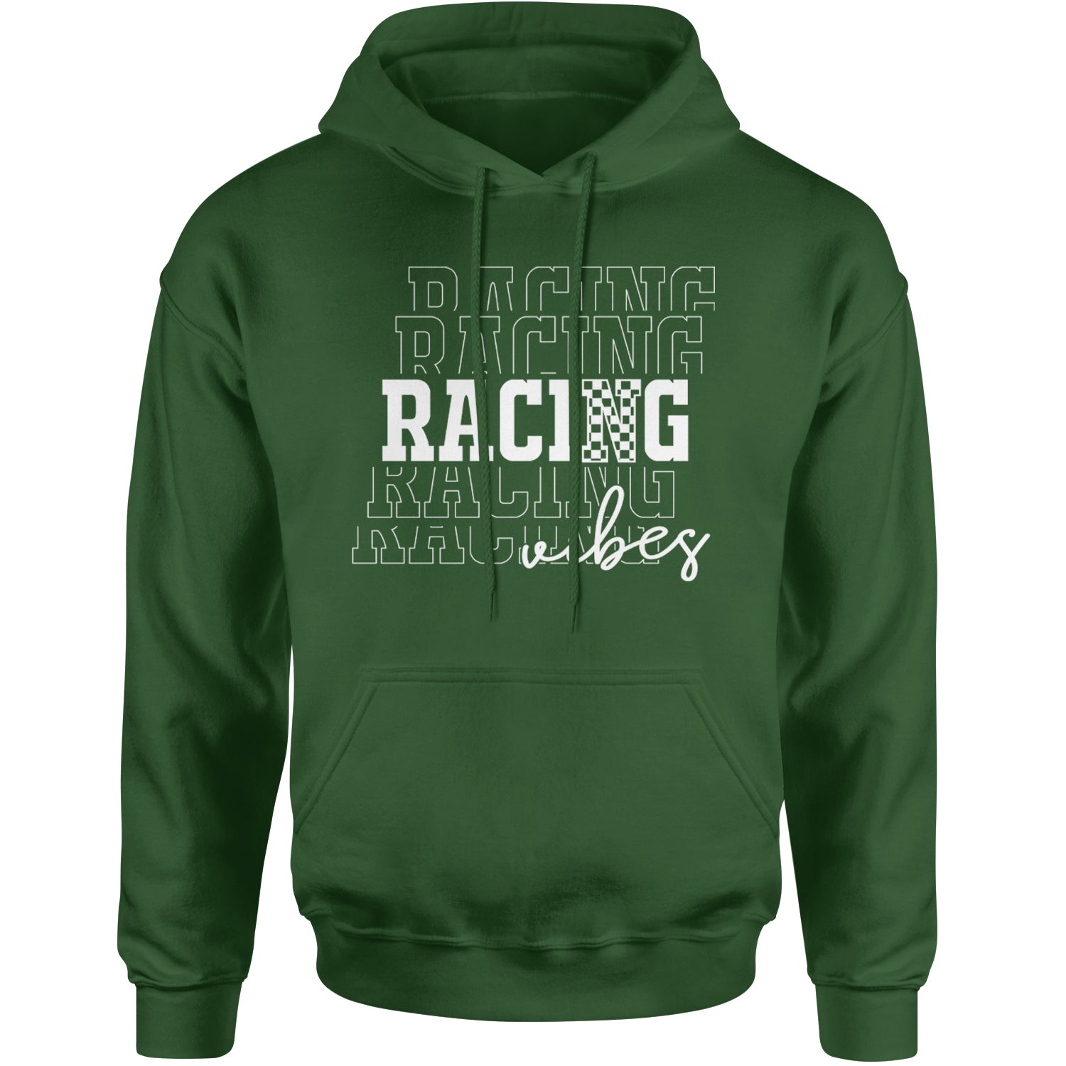 Racing Vibes Adult Hoodie Sweatshirt Forest Green