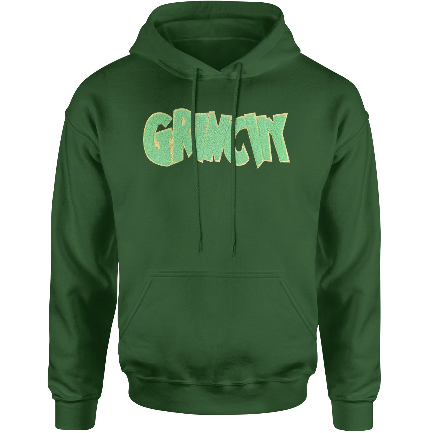 Green Gr-nchy Chenille Patch Adult Hoodie Sweatshirt Forest Green