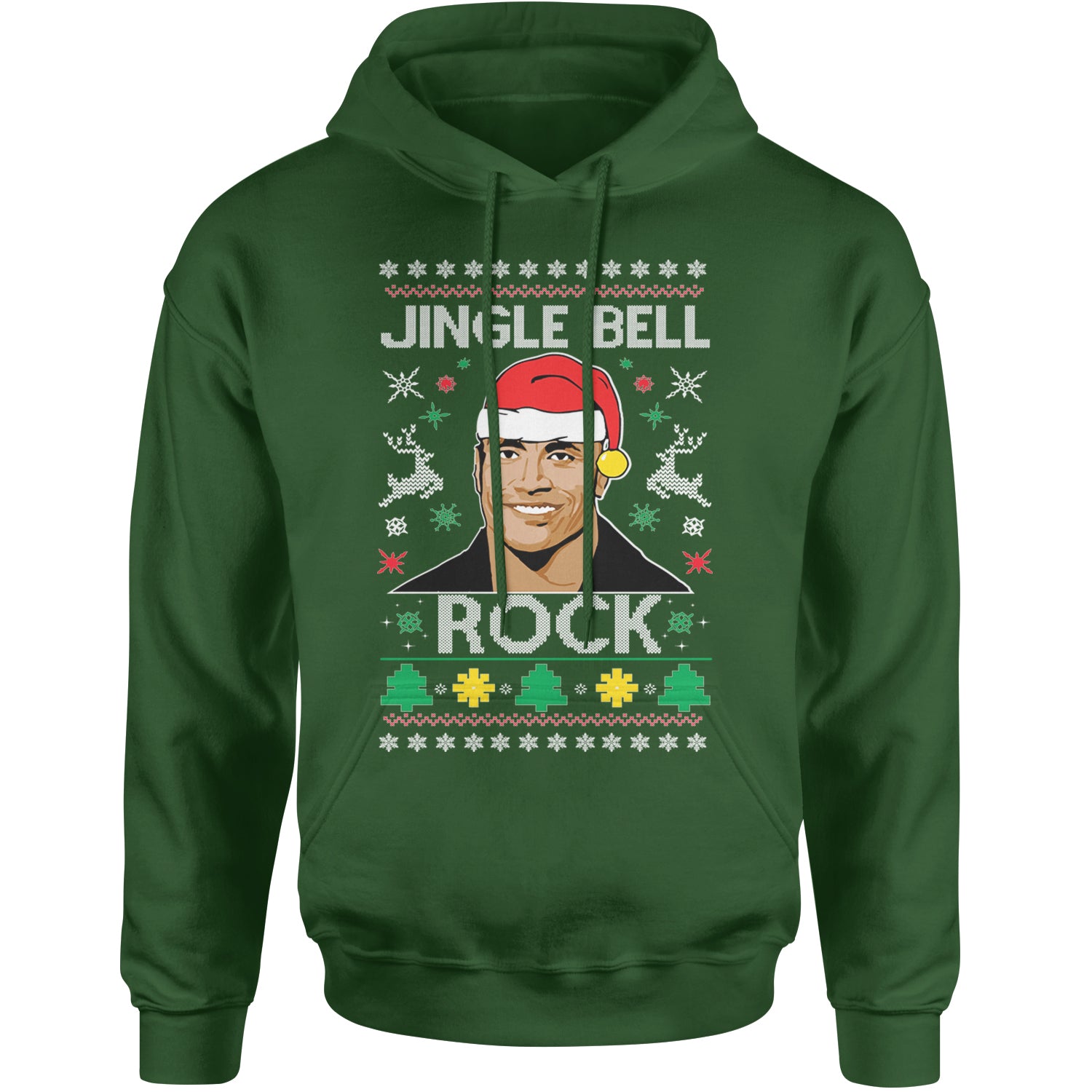 Jingle Bell Rock Ugly Christmas Adult Hoodie Sweatshirt Forest Green