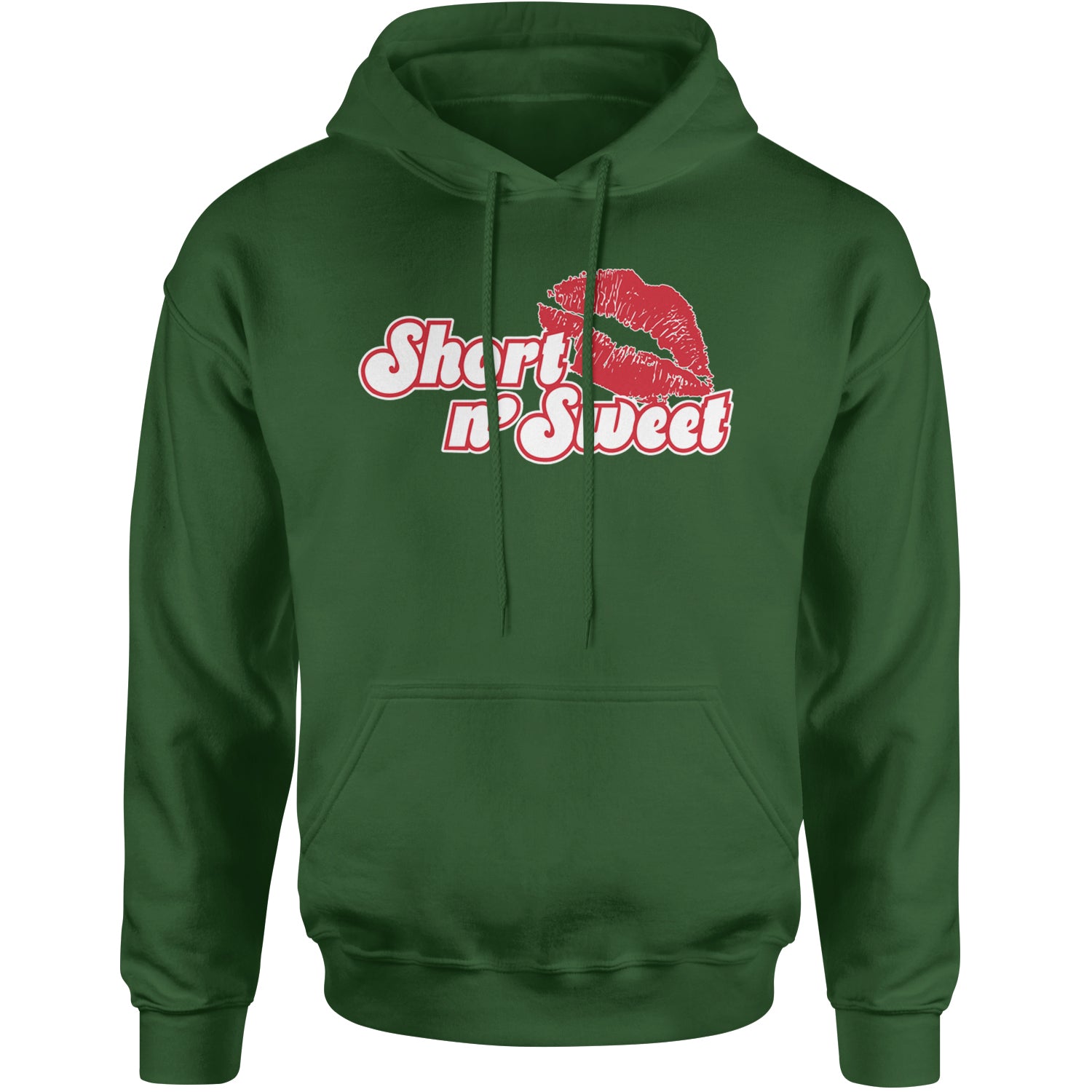 Short N' Sweet Red Lips Adult Hoodie Sweatshirt Forest Green