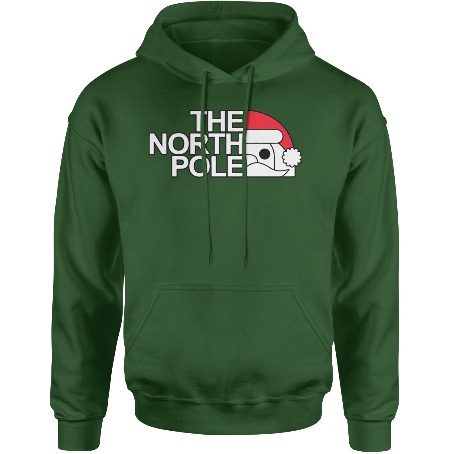 The North Pole Santa Face Adult Hoodie Sweatshirt Forest Green
