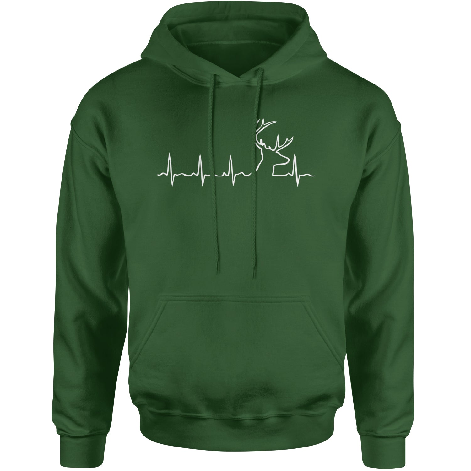 Hunting Heartbeat Deer Hunter Buck Stag Antlers  Adult Hoodie Sweatshirt Forest Green