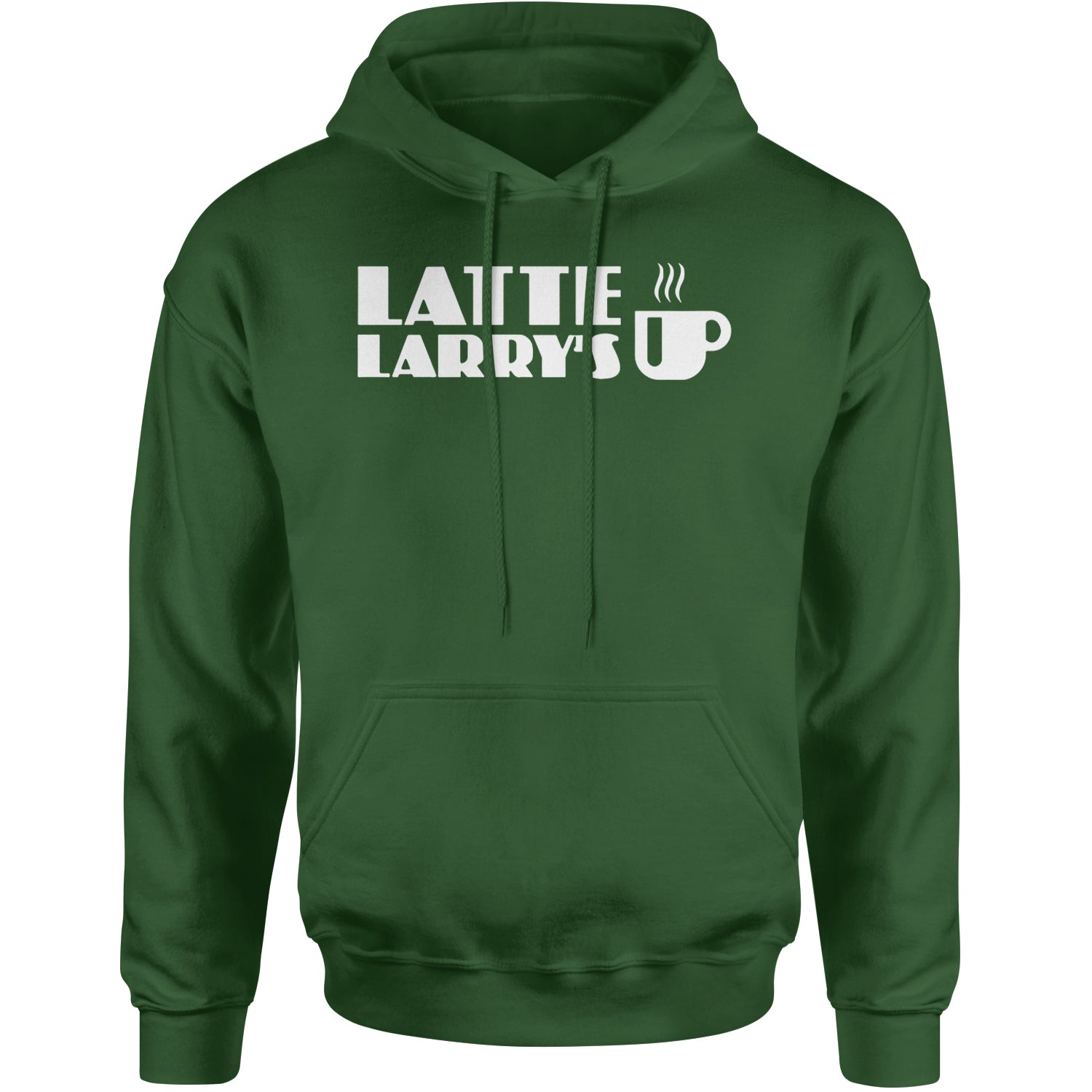 Latte Larry's Enthusiastic Coffee Adult Hoodie Sweatshirt Forest Green