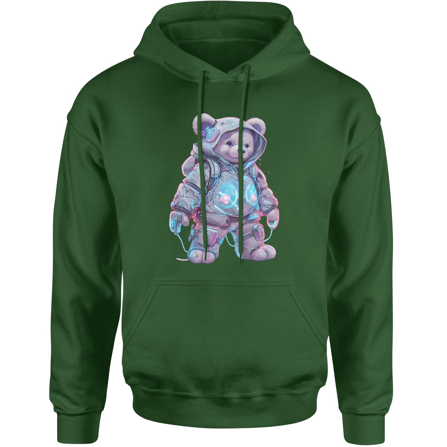 Cyberpunk Adventure Urban Graffiti Bear Adult Hoodie Sweatshirt Forest Green