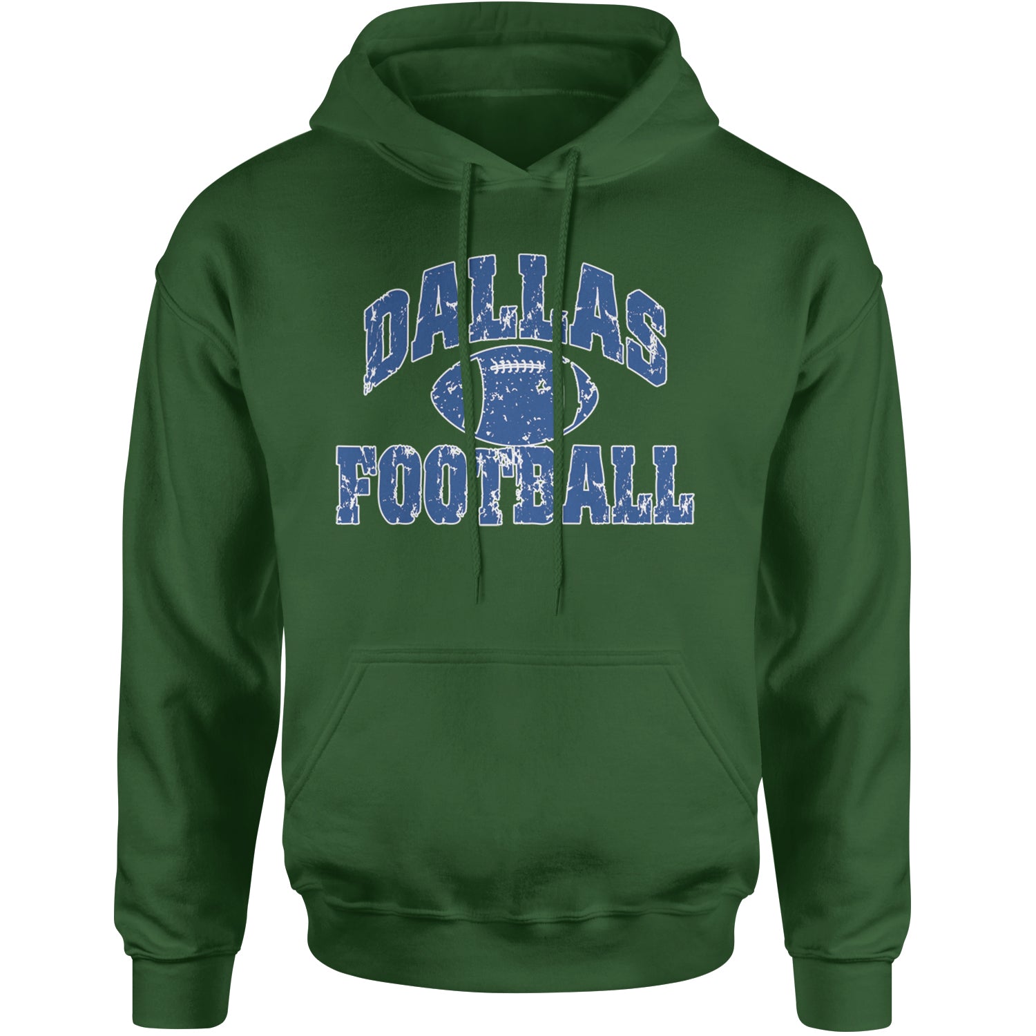 Dallas Distressed Football Adult Hoodie Sweatshirt Forest Green