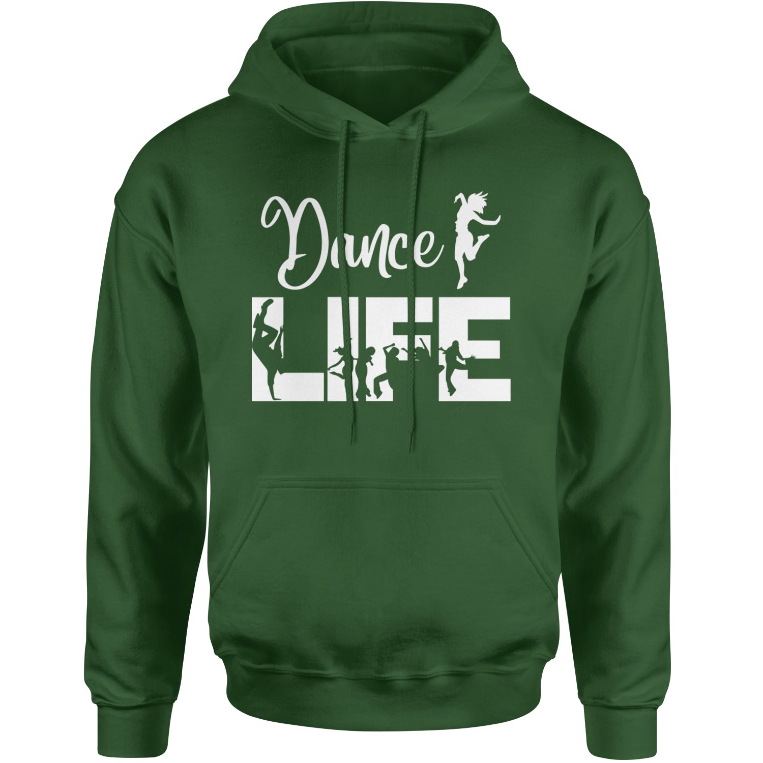 Dance Life Silhouette Dancers Adult Hoodie Sweatshirt Forest Green