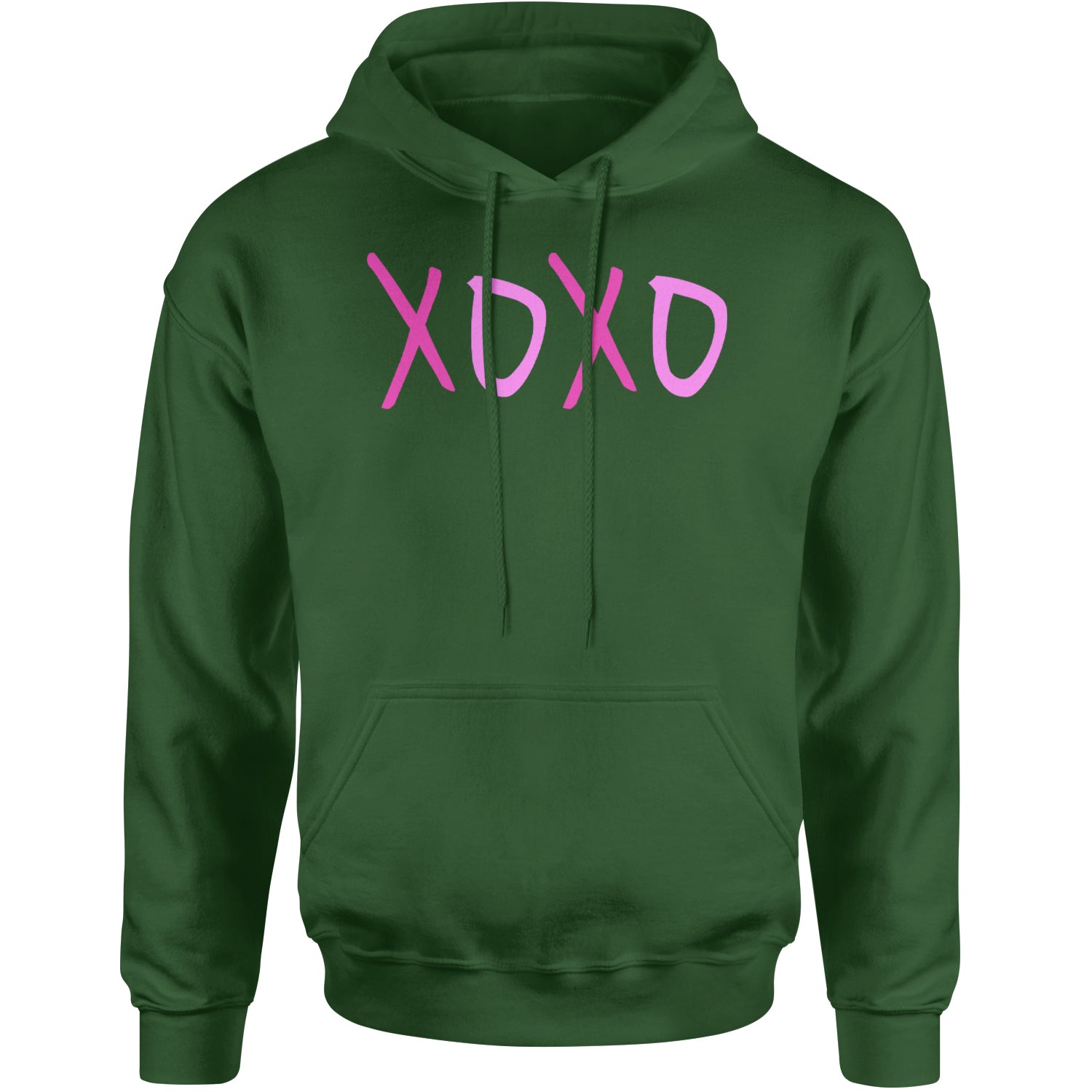 XOXO Pink Print Adult Hoodie Sweatshirt Forest Green