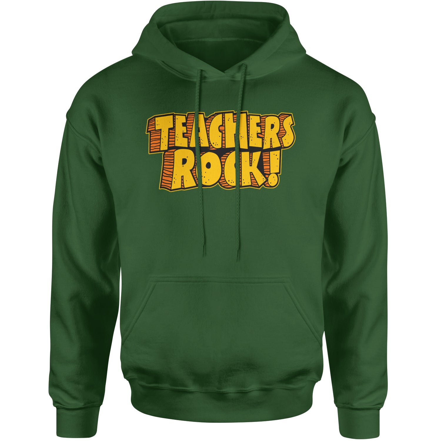 Teachers Rock Retro Adult Hoodie Sweatshirt Forest Green