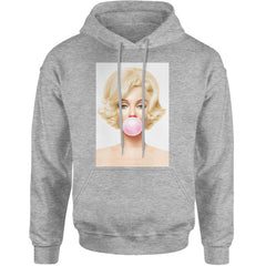 Ms. Monroe Pink Bubble Gum American Icon Adult Hoodie Sweatshirt Heather Grey