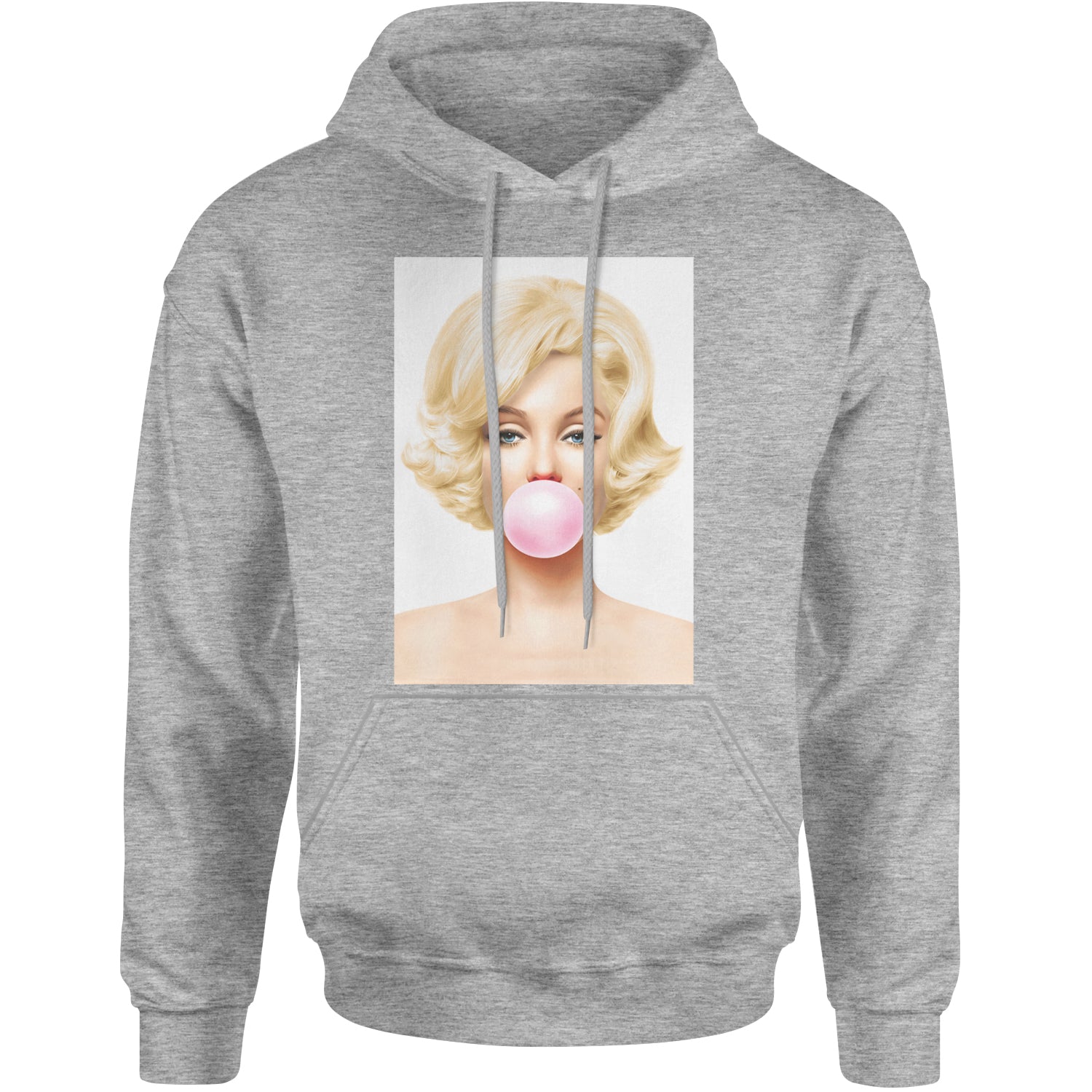 Ms. Monroe Pink Bubble Gum American Icon Adult Hoodie Sweatshirt Heather Grey