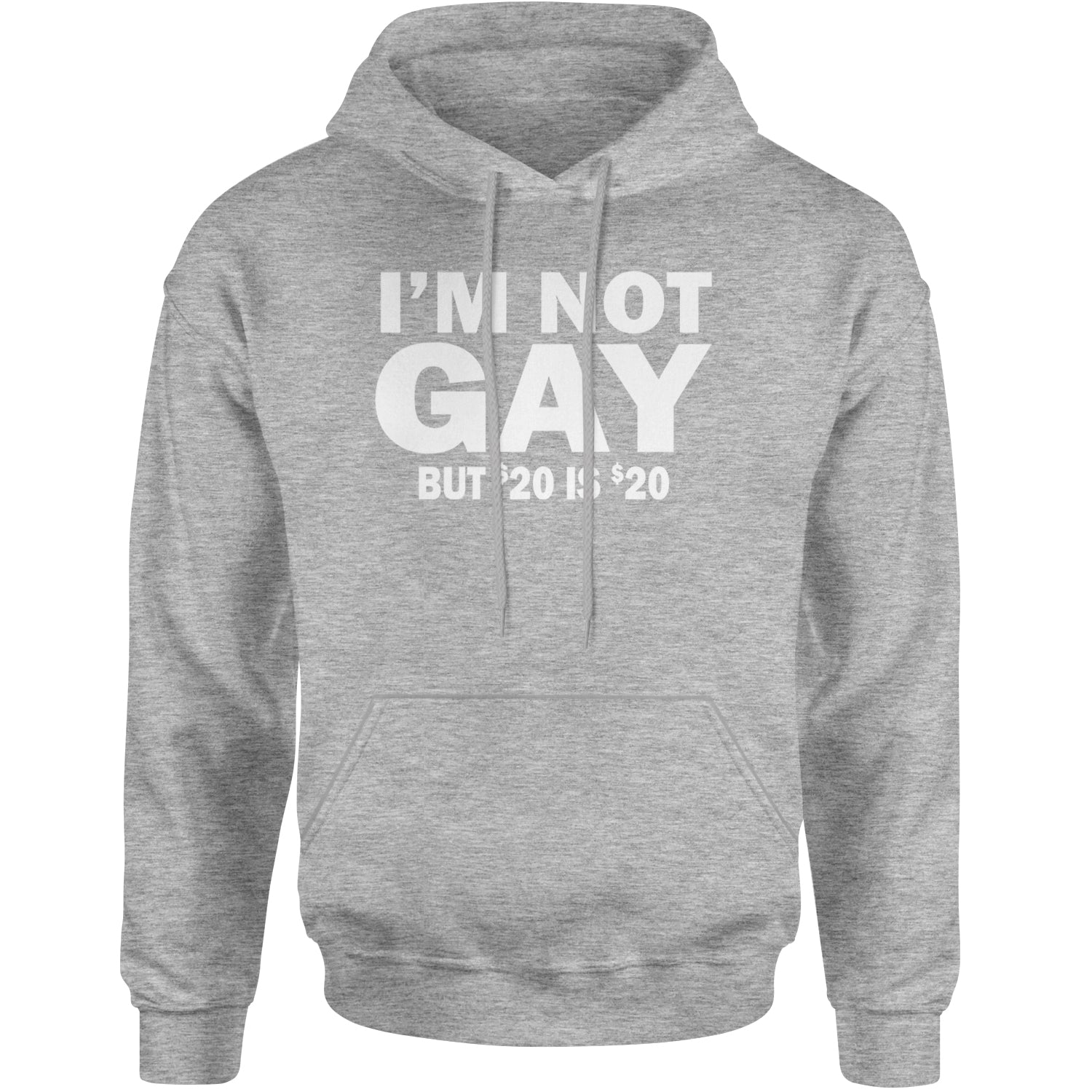 I'm Not Gay, But $20 Bucks is $20 Bucks Adult Hoodie Sweatshirt Heather Grey