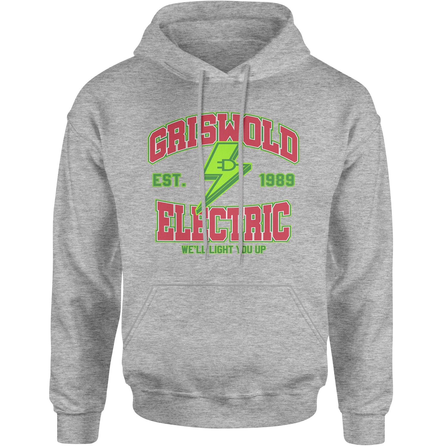 Griswold Electric We'll Light You Up Adult Hoodie Sweatshirt Heather Grey