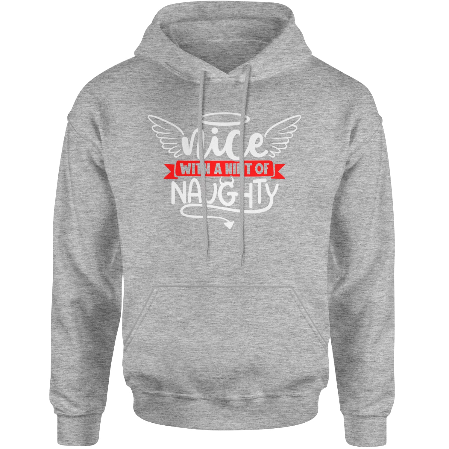 Nice with a Hint of Naughty Christmas Adult Hoodie Sweatshirt Heather Grey